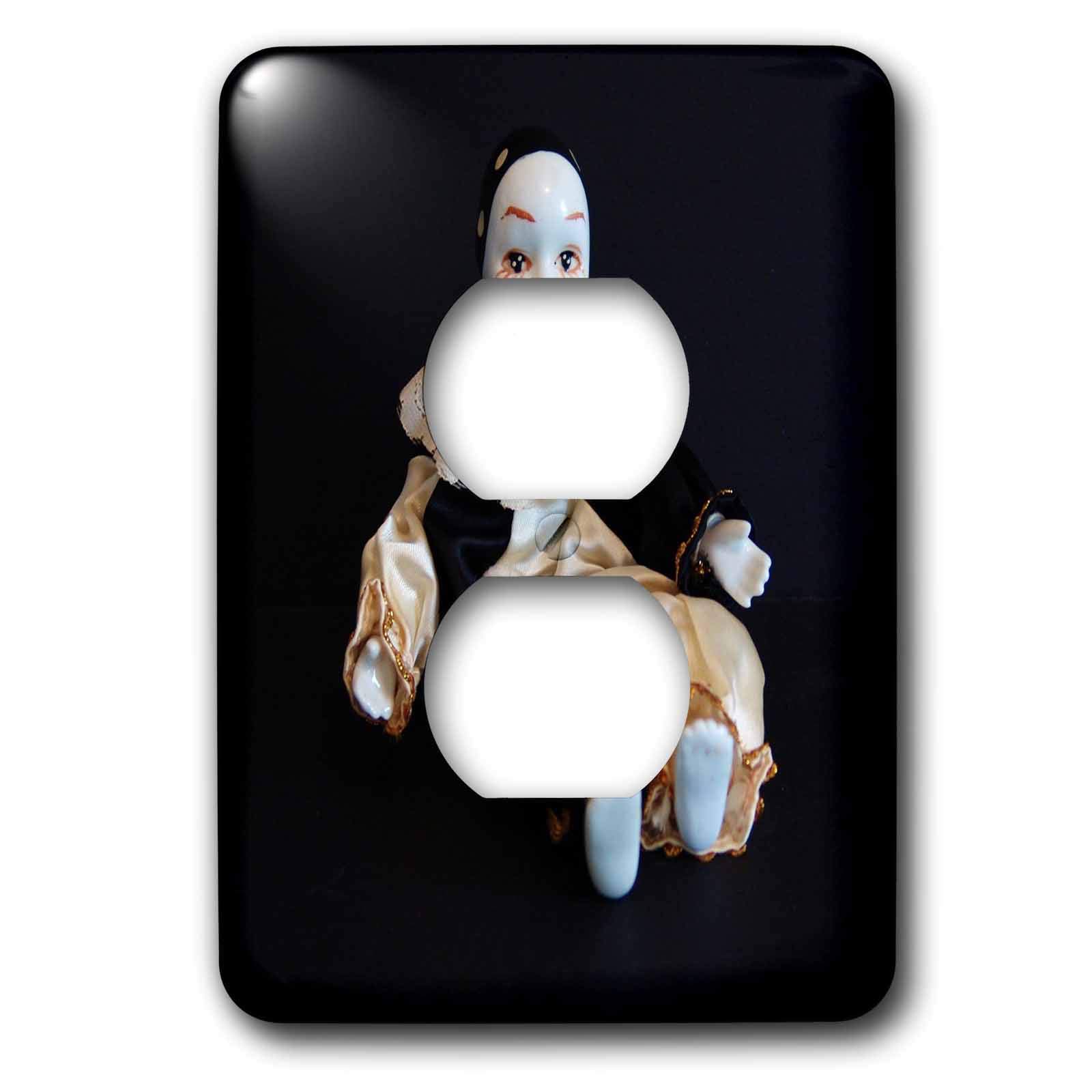 3D Rose Black and White Jester Outlet Cover - Decorative Electrical Outlet Plate for Home, Office, and Halloween Decor