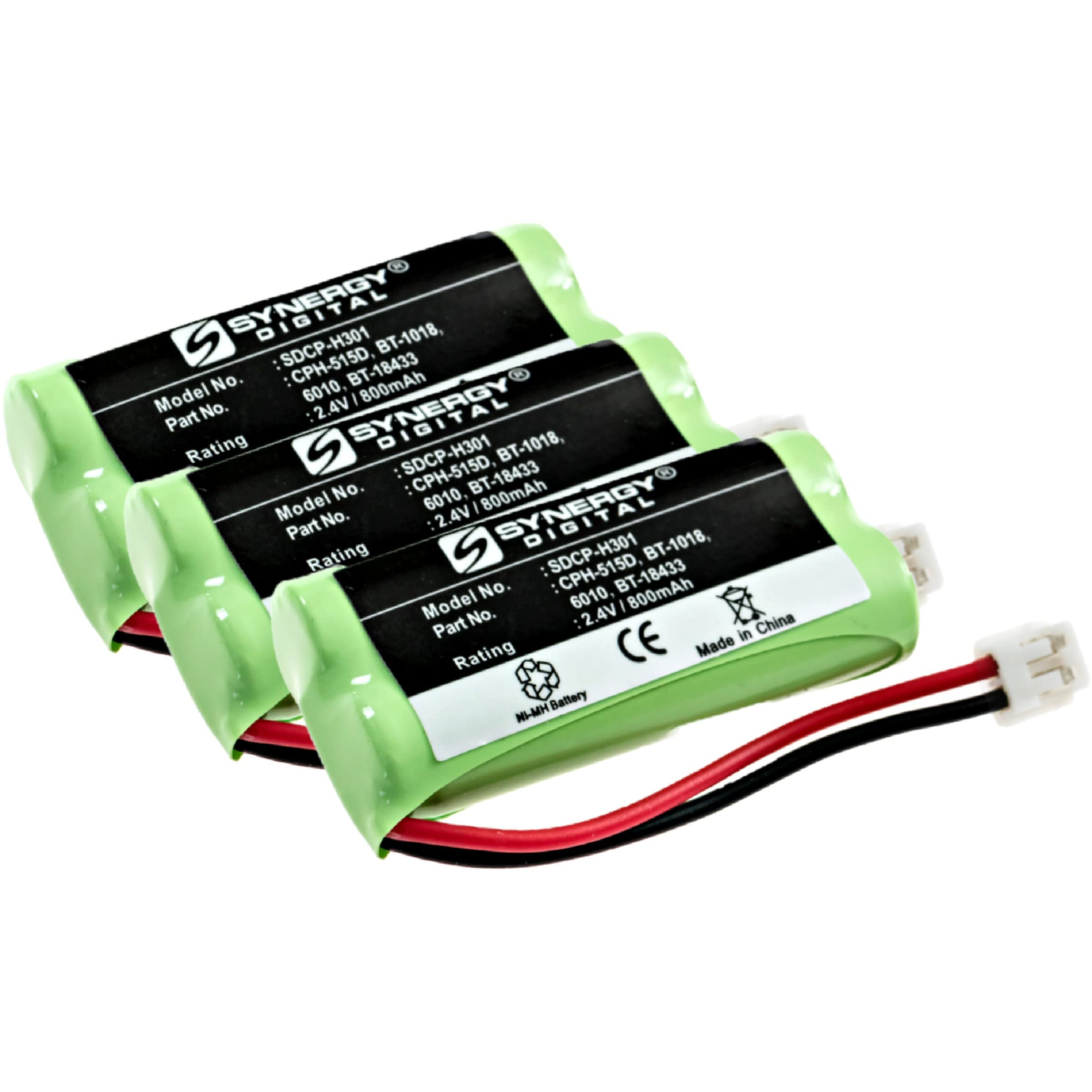 Synergy Digital Cordless Phone Batteries - 3 Pack Ni-MH 2.4V 800mAh Replacement Battery for RCA 2112-1BSGA Phone | Long Lasting Power for Home & Office Use | Compatible with Multiple Cordless Phone Models