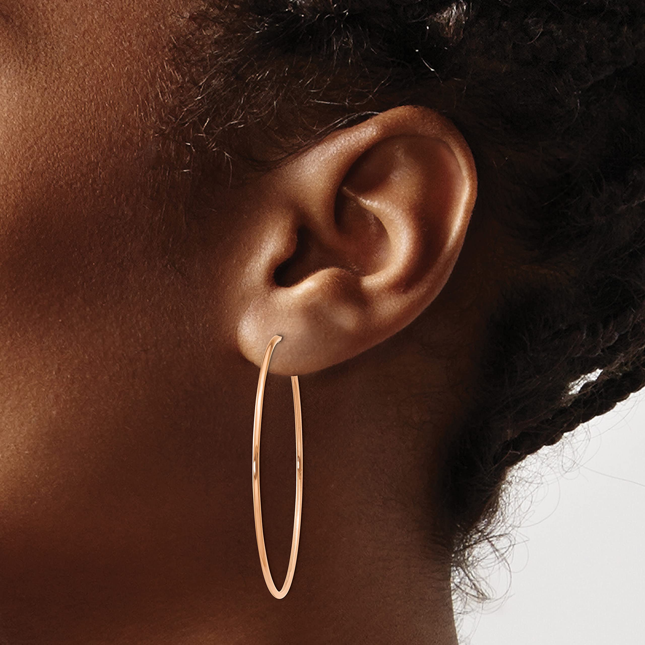 14K Solid Rose Pink Gold 1.2mm Extra Large Hoop Earrings for Women - Endless Round Huggie Hoops - Perfect for Everyday Wear, Parties & Special Occasions