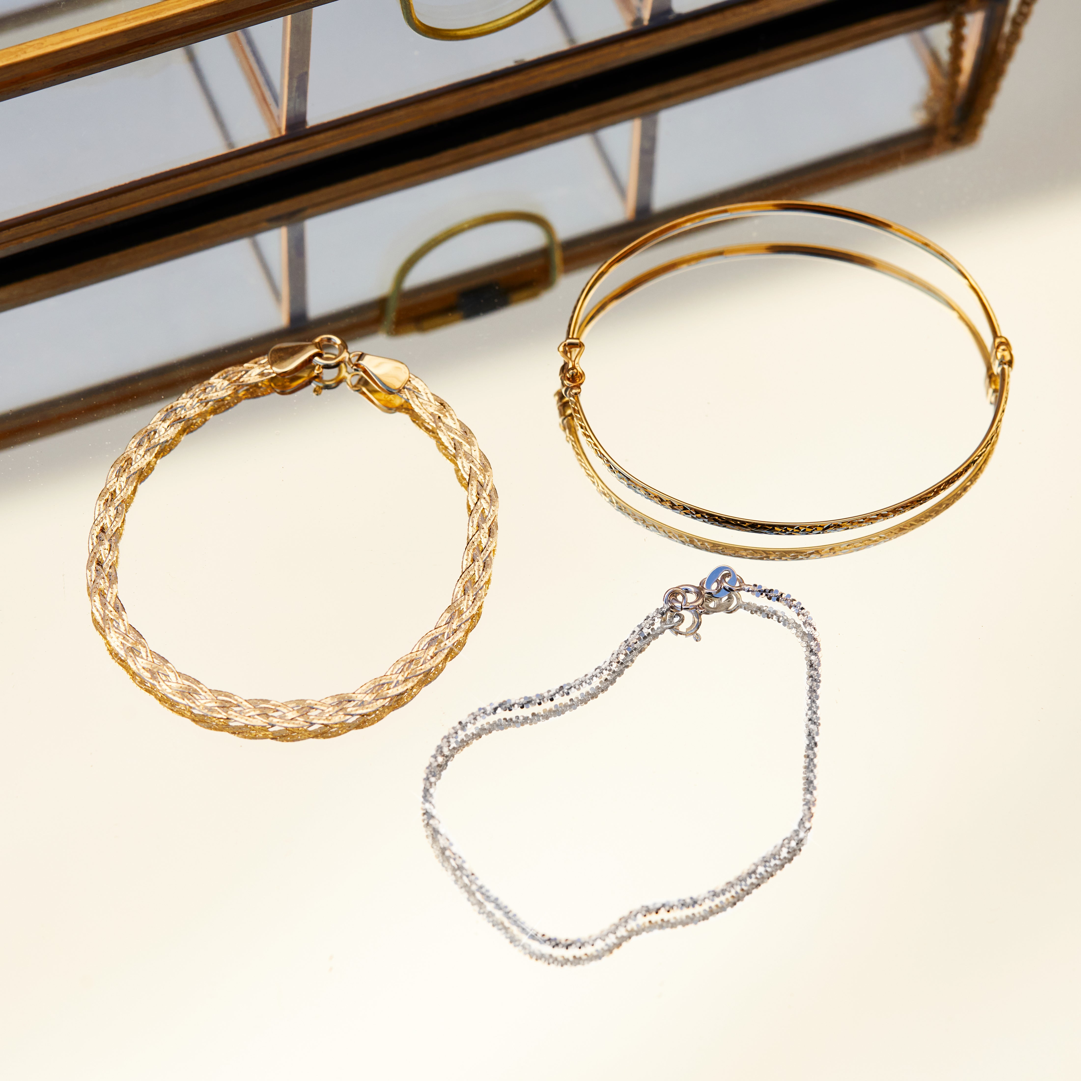 Diamond Cut Braid Chain Bracelet for Women - 14K Gold Plated Stainless Steel Jewelry - Perfect for Parties, Weddings & Everyday Wear
