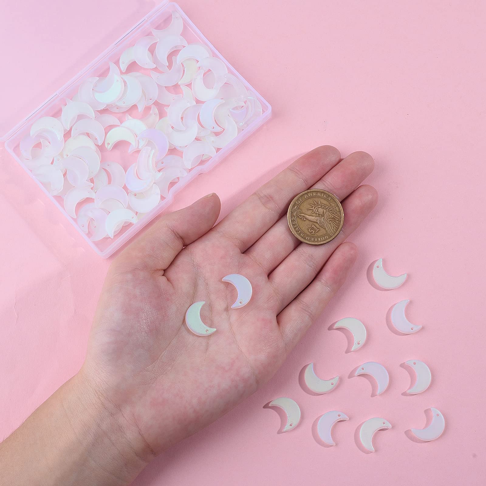 100Pcs Clear Moon Glass Charms - Transparent Crescent Pendants for DIY Jewelry Making, Bracelets & Necklaces - Perfect for Boho, Witchy & Celestial Jewelry Designs