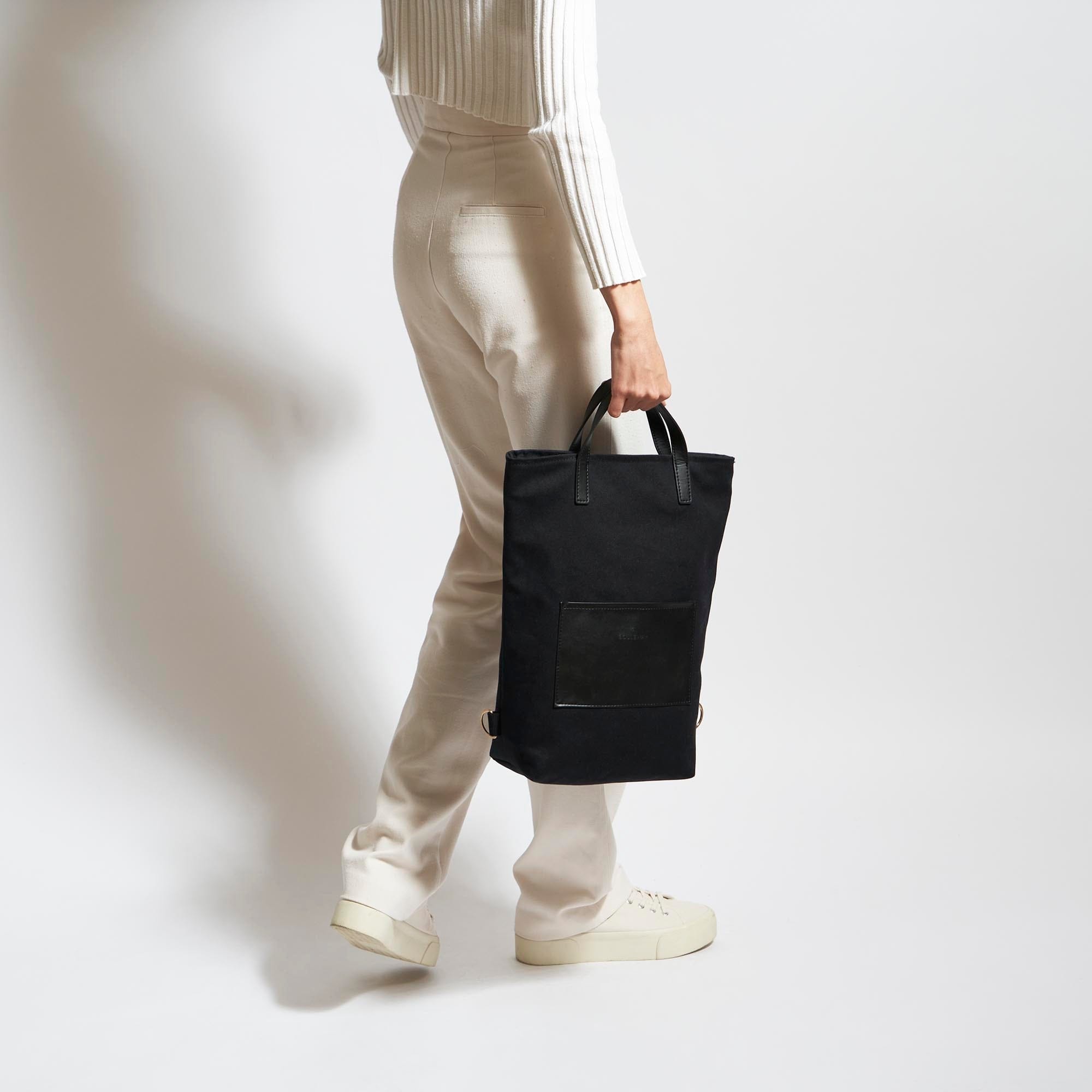 Premium Natural Cotton Canvas Tote Backpack - Stylish Night Black for Women & Men | Perfect for Work, Travel, Gym & Everyday Use
