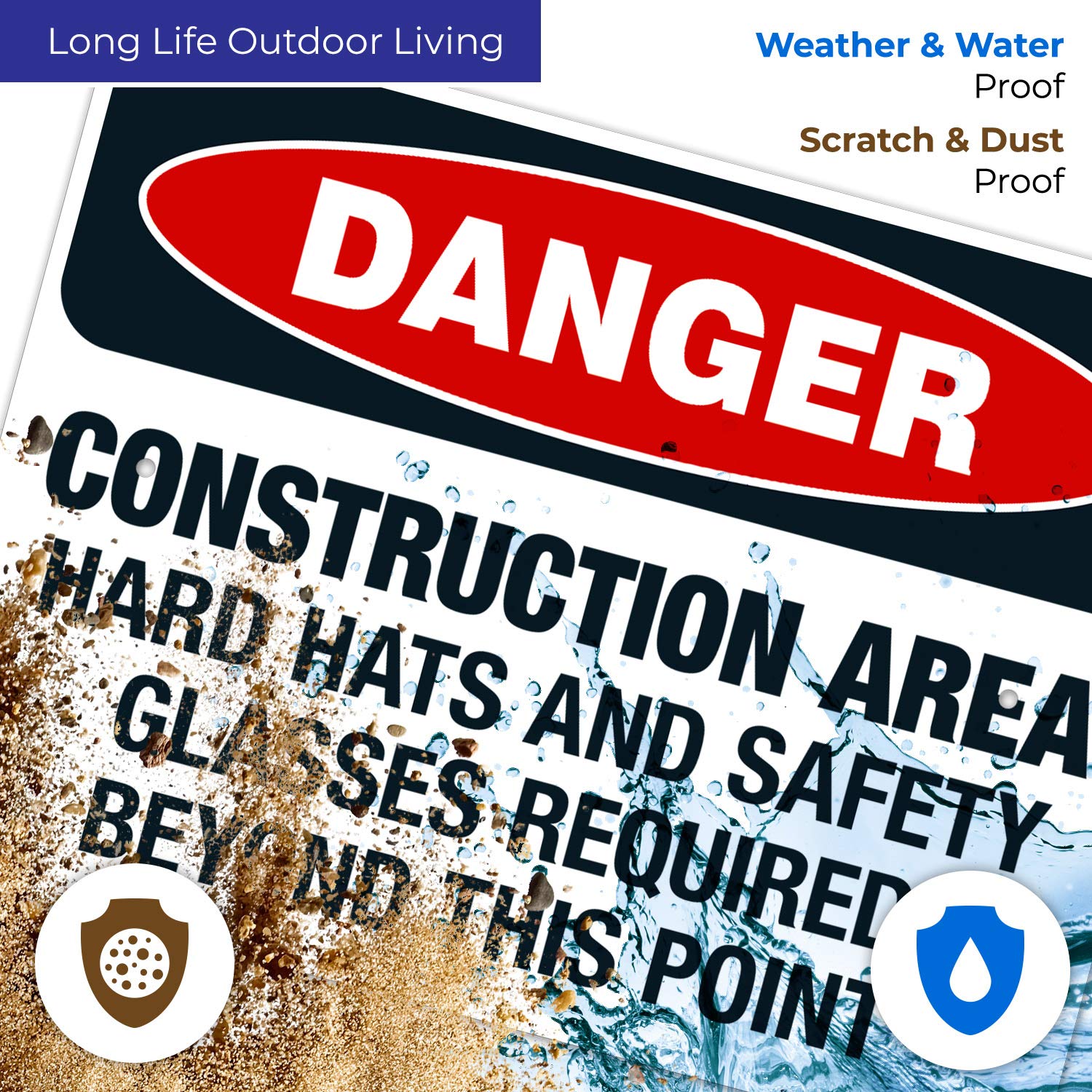 OSHA Compliant Construction Safety Sign - Hard Hats & Safety Glasses Required Beyond This Point - 18x24 Inch Rust-Free .063 Aluminum Sign - Fade Resistant for Indoor/Outdoor Use - Made in USA - Perfect for Construction Sites, Warehouses & Industrial Areas
