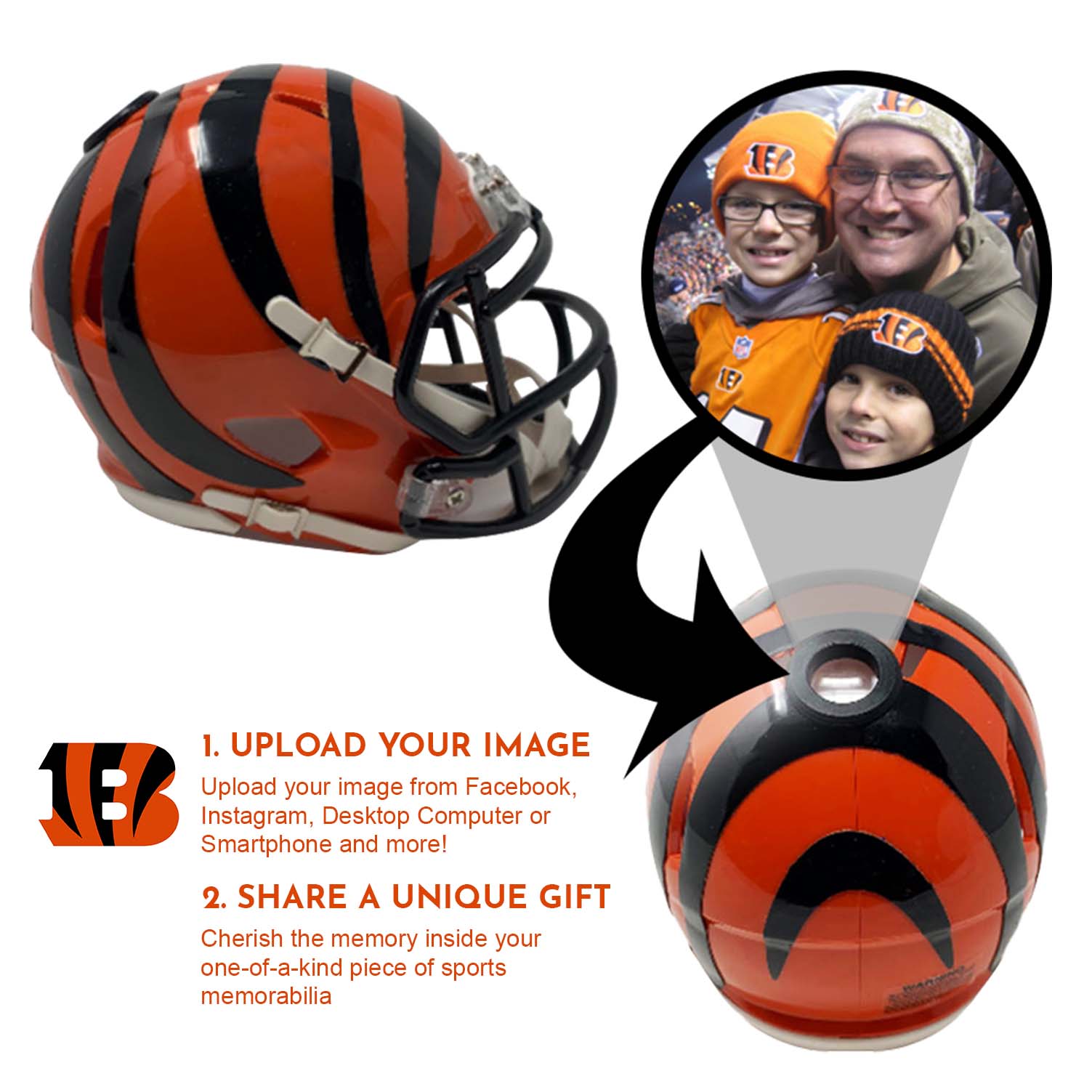 Cincinnati Bengals NFL Mini Helmet - Authentic Collectible Football Display with Picture Inside - Perfect for Fans, Sports Memorabilia, and Home Office Decor