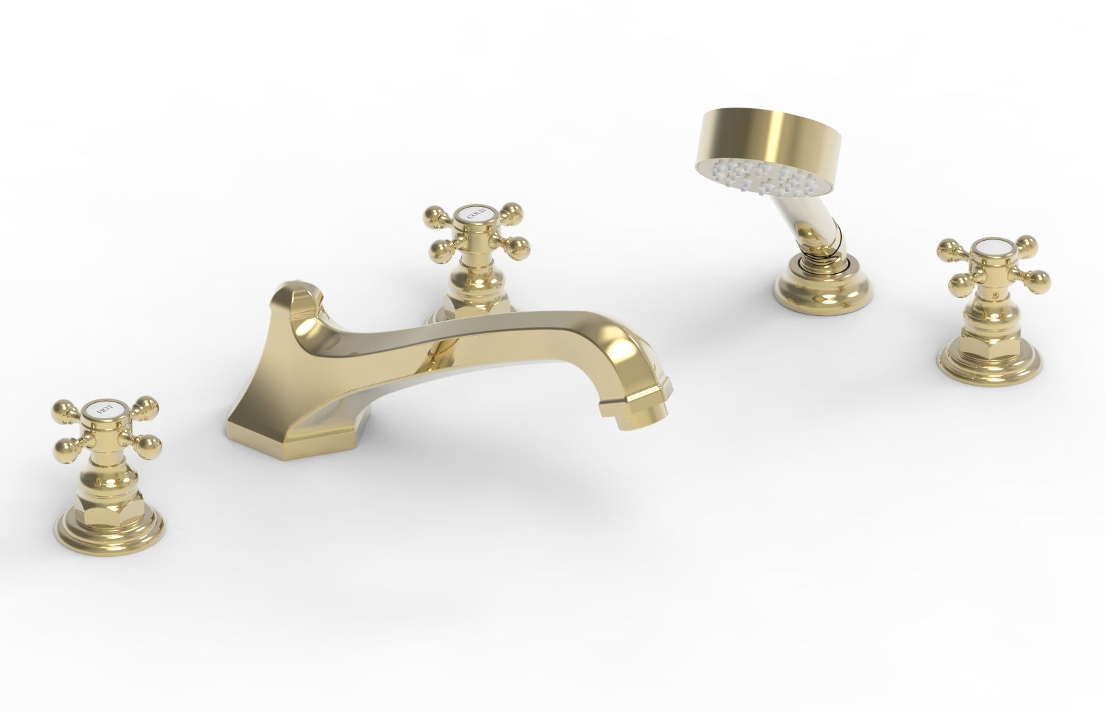 HEX TRADITIONAL Deck Mounted Bathtub Set with Hand Shower - 500 48 - Perfect for Bathroom Renovation & Spa-Like Relaxation at Home