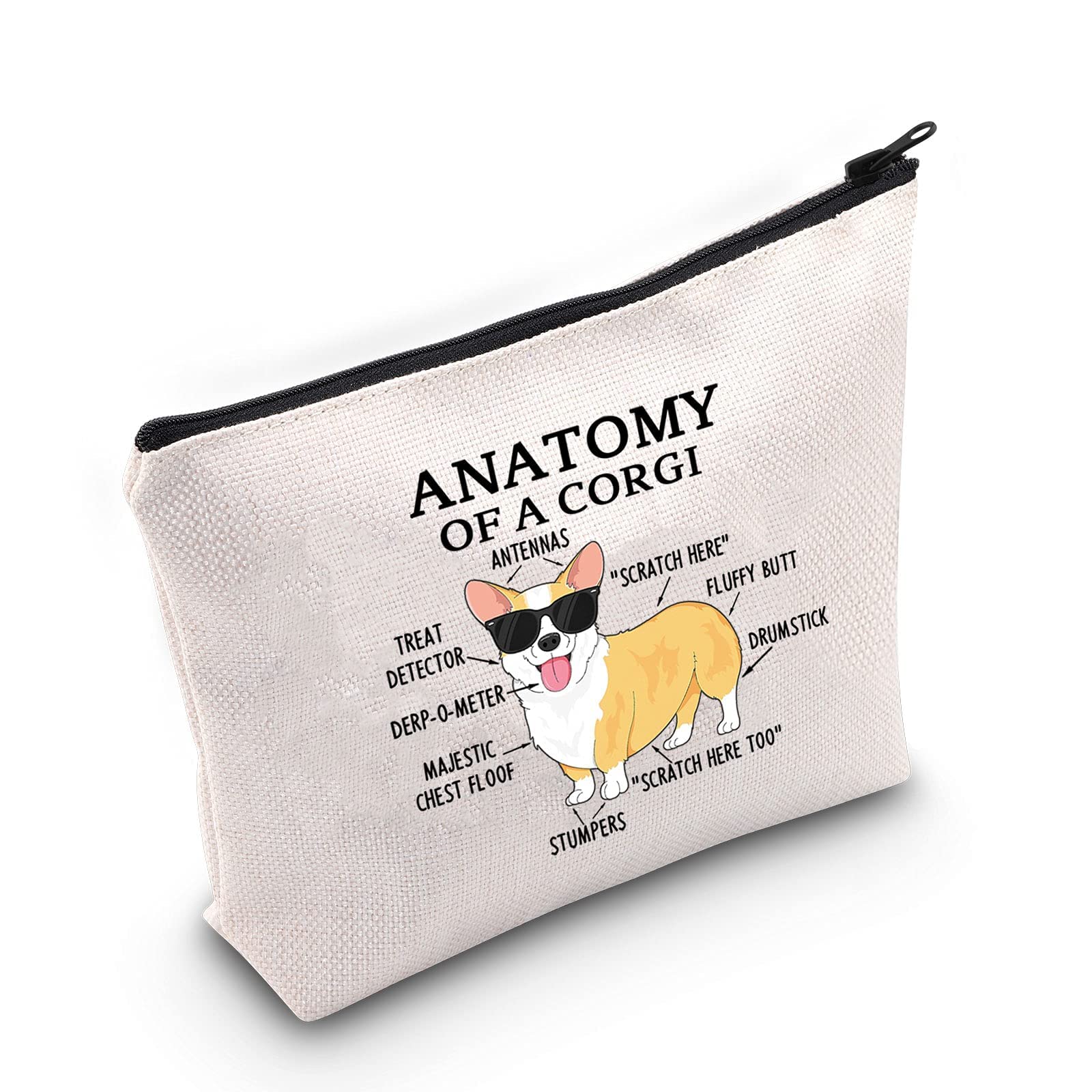 Anatomy of a Corgi Makeup Bag - Corgi Lover Gift for Women, Dog Mom Cosmetic Pouch with Zipper - Perfect for Travel, Gym & Everyday Use - Corgi Owner Present, Dog Mama Gift Idea