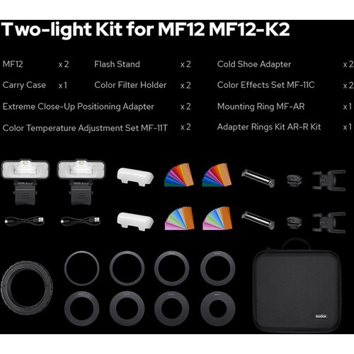 Godox MF12 Macro Flash 2 Light Kit for DSLR & Mirrorless Cameras - Perfect for Jewelry, Watch & Product Photography