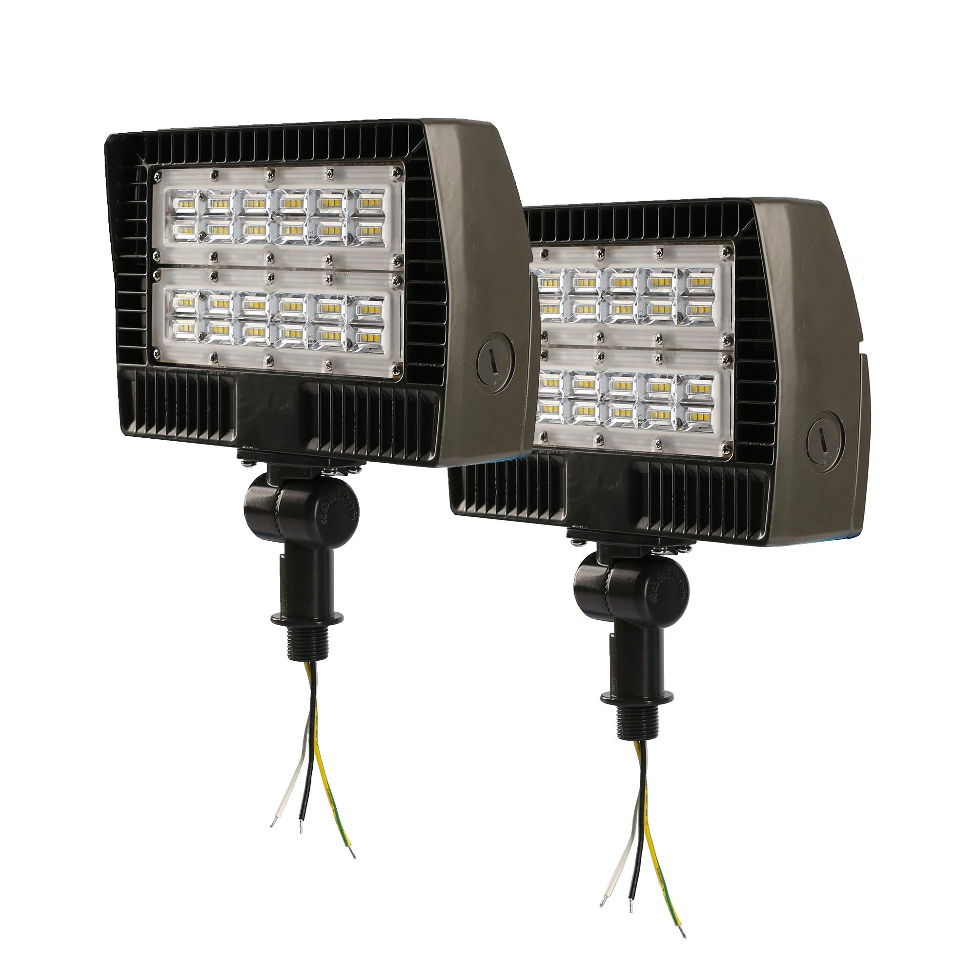 ELECALL 50W LED Flood Light Outdoor, 6500LM 5000K Daylight White, IP65 Waterproof, 130LM/W High Efficiency, 120-277V Wide Voltage, ETL Certified (2-Pack) - Perfect for Yard, Garden, Warehouse, Flag Pole, and Play Area Lighting