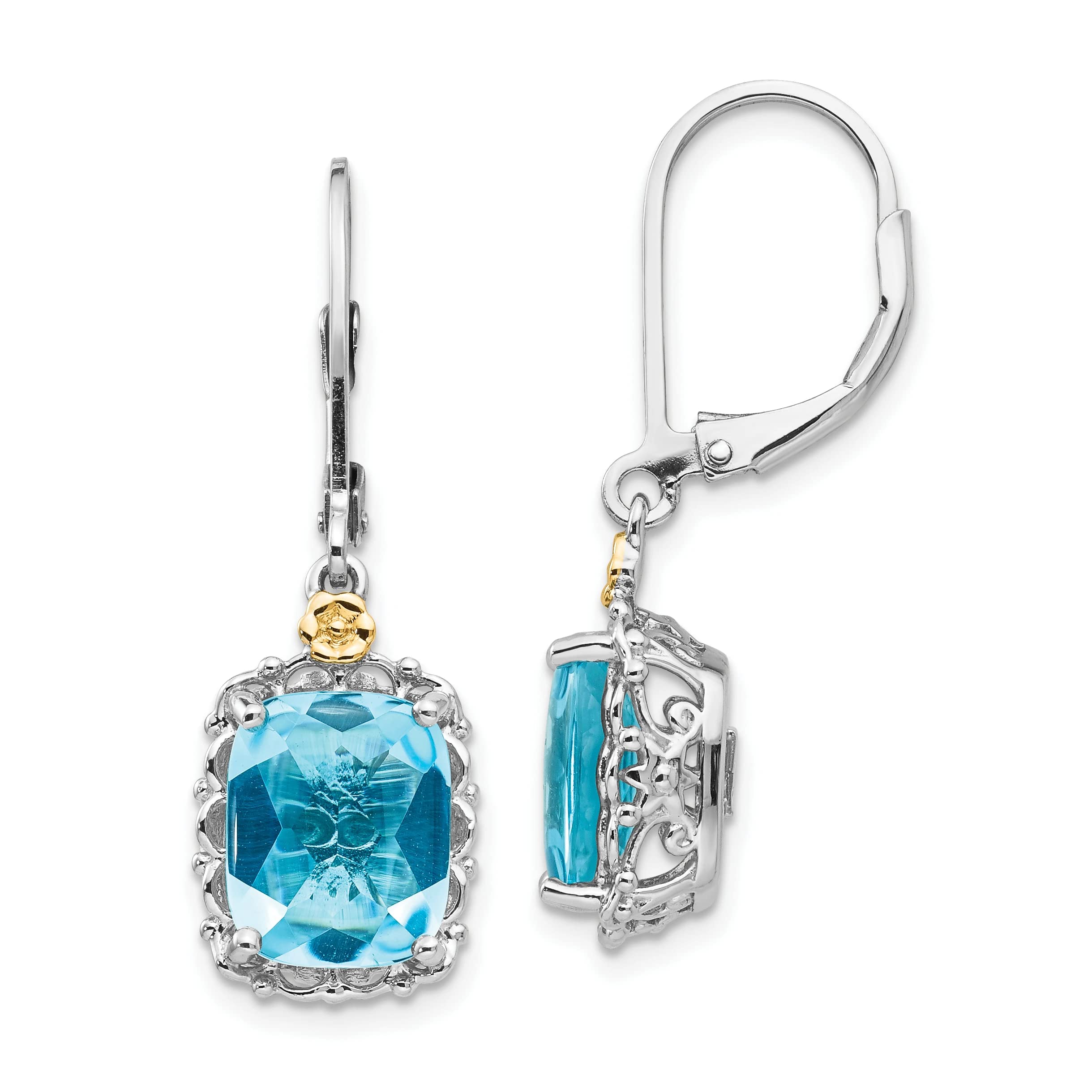 14K Gold Plated Sterling Silver Blue Topaz Earrings for Women – Elegant Dangle Earrings for Parties, Weddings & Gifts