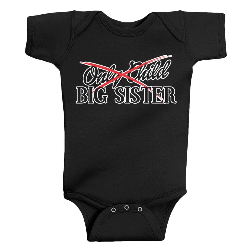 Threadrock Baby Girls' Bodysuit - From Only Child to Big Sister - Soft Cotton Onesie for Newborns & Toddlers - Perfect for Sibling Announcement & Family Photos