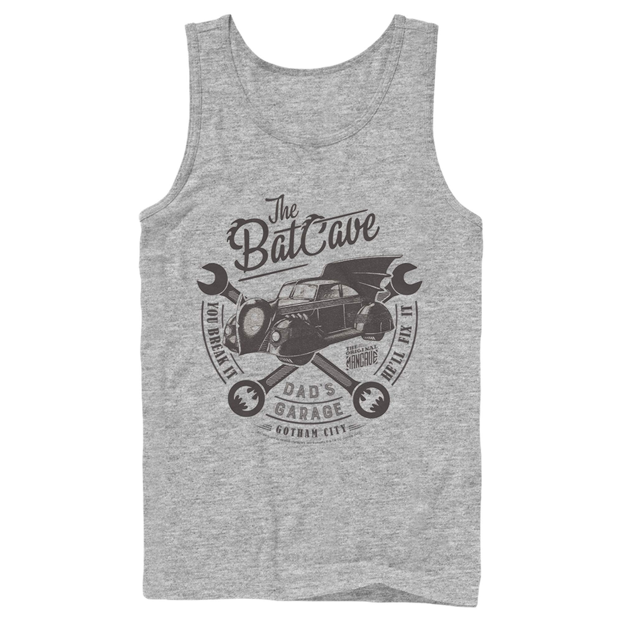 Batman Themed Men's Graphic Tank Top - Cool Bat Cave Design for Dads, Casual Wear & Superhero Fans - Perfect for Garage Hangouts, Comic Con & Superhero Parties