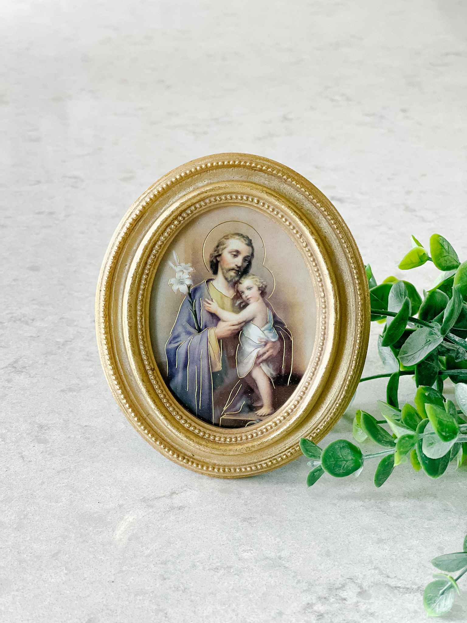 St. Joseph and Jesus Framed Wall Art - Religious Home Decor for Bedroom, Living Room & Prayer Space