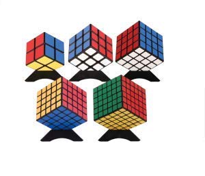 D ETERNAL Kids Cube Stand Set of 3 - Speed Cube & Rubik's Cube Holder for Puzzle Games, Magic Tricks & Learning Toys (Mixed RBY Colors) - Perfect for Classroom, Playroom & Gift Giving