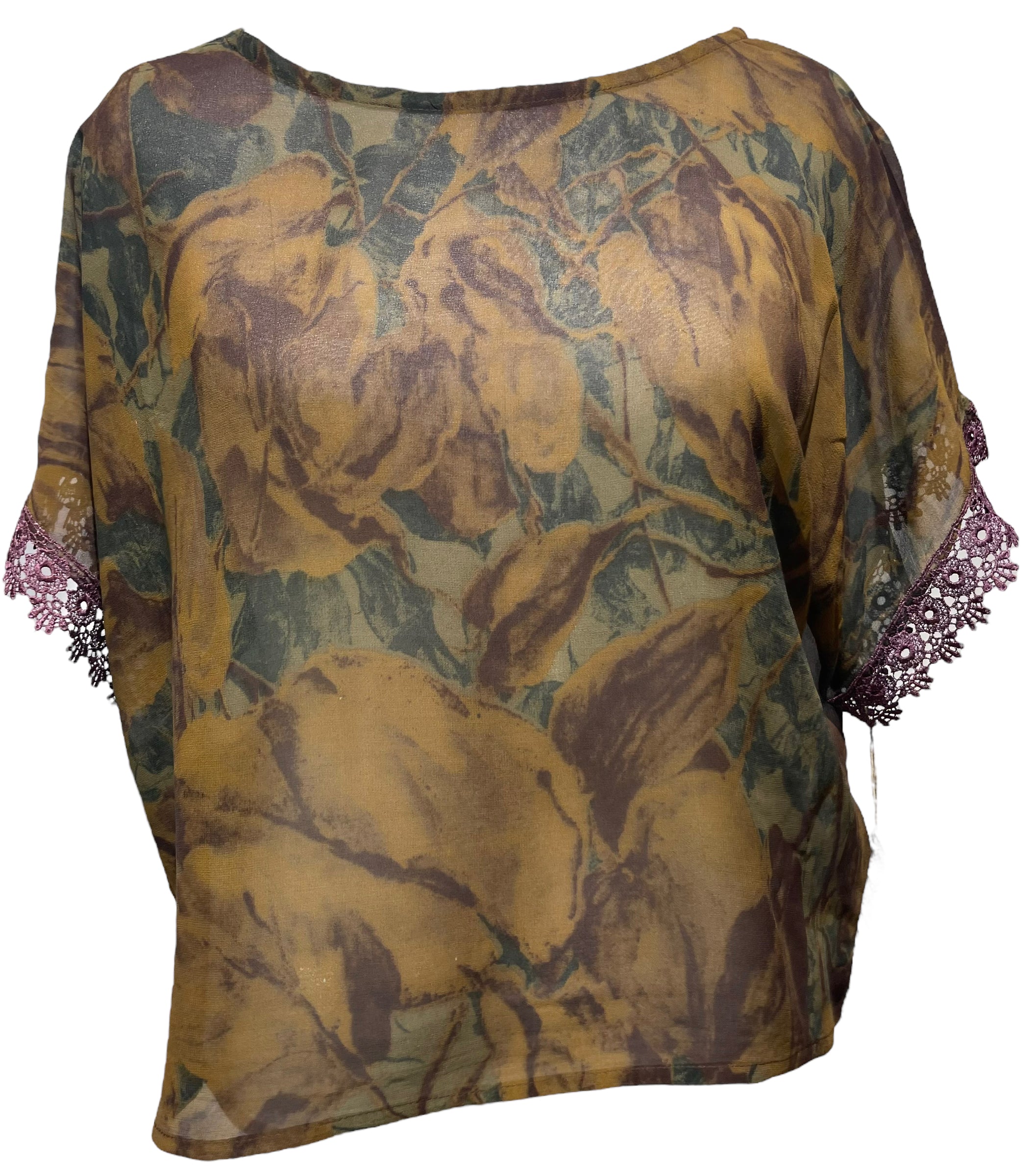 PRG3154 Women's Sheer Nirvana Pure Silk Boxy Top - Elegant Blouse for Casual Wear, Office & Evening Outfits