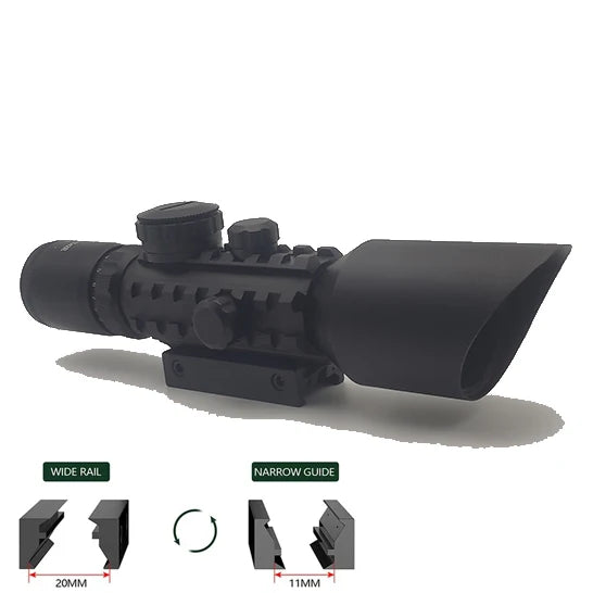 10x42E Hunting Rifle Scope - 3-9x Adjustable Magnification, Sniper Tactical Optics with Reticle Sight - Compatible with 11mm & 20mm Rail Mounts (M9 Model) for Outdoor Shooting & Tactical Missions