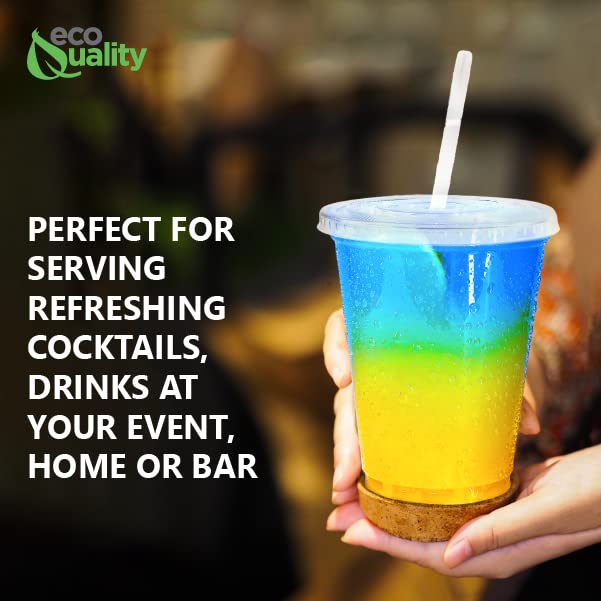 32 oz Clear Plastic Disposable Cups with Lids & Straws - 500 Count Bulk PET Cups for Cold Drinks, Smoothies, Iced Coffee, Boba Tea, Protein Shakes - Perfect for Parties, Cafes, Restaurants and Home Use