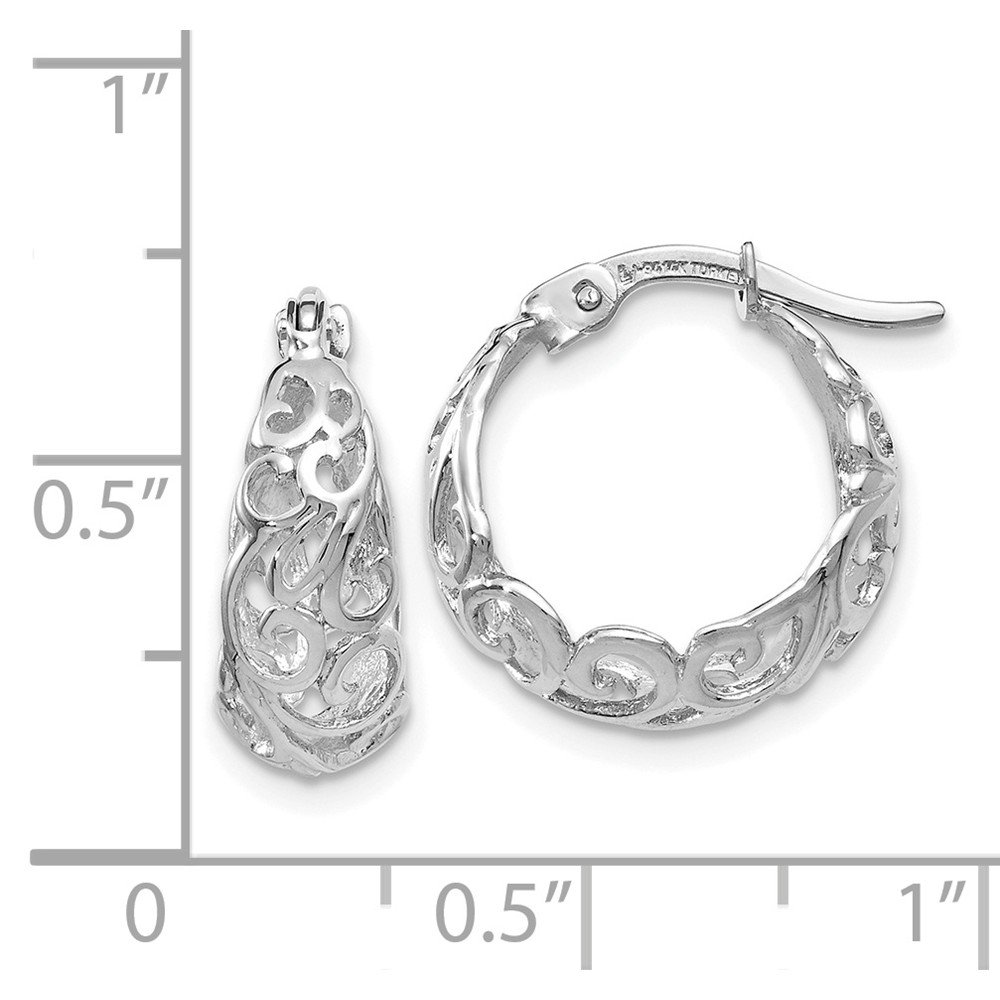 14K White Gold Hoop Puffed Shrimp Earrings - 17mm x 25mm | Elegant Dangle Earrings for Women | Perfect for Parties, Weddings & Special Occasions