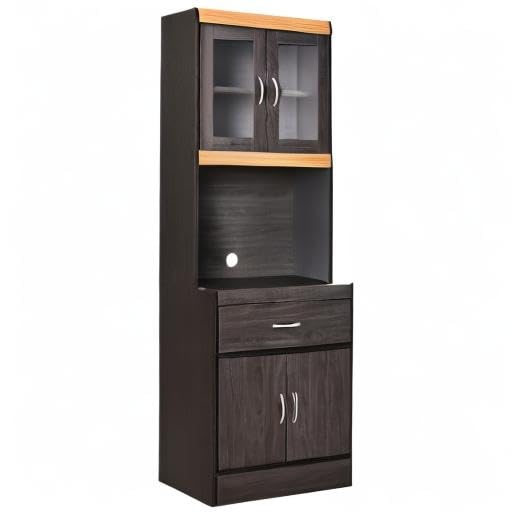 Hodedah Black Beech China Cabinet - Elegant Display Storage for Dining Room, Kitchen, or Living Room - Perfect for Showcasing Fine China, Glassware, and Collectibles