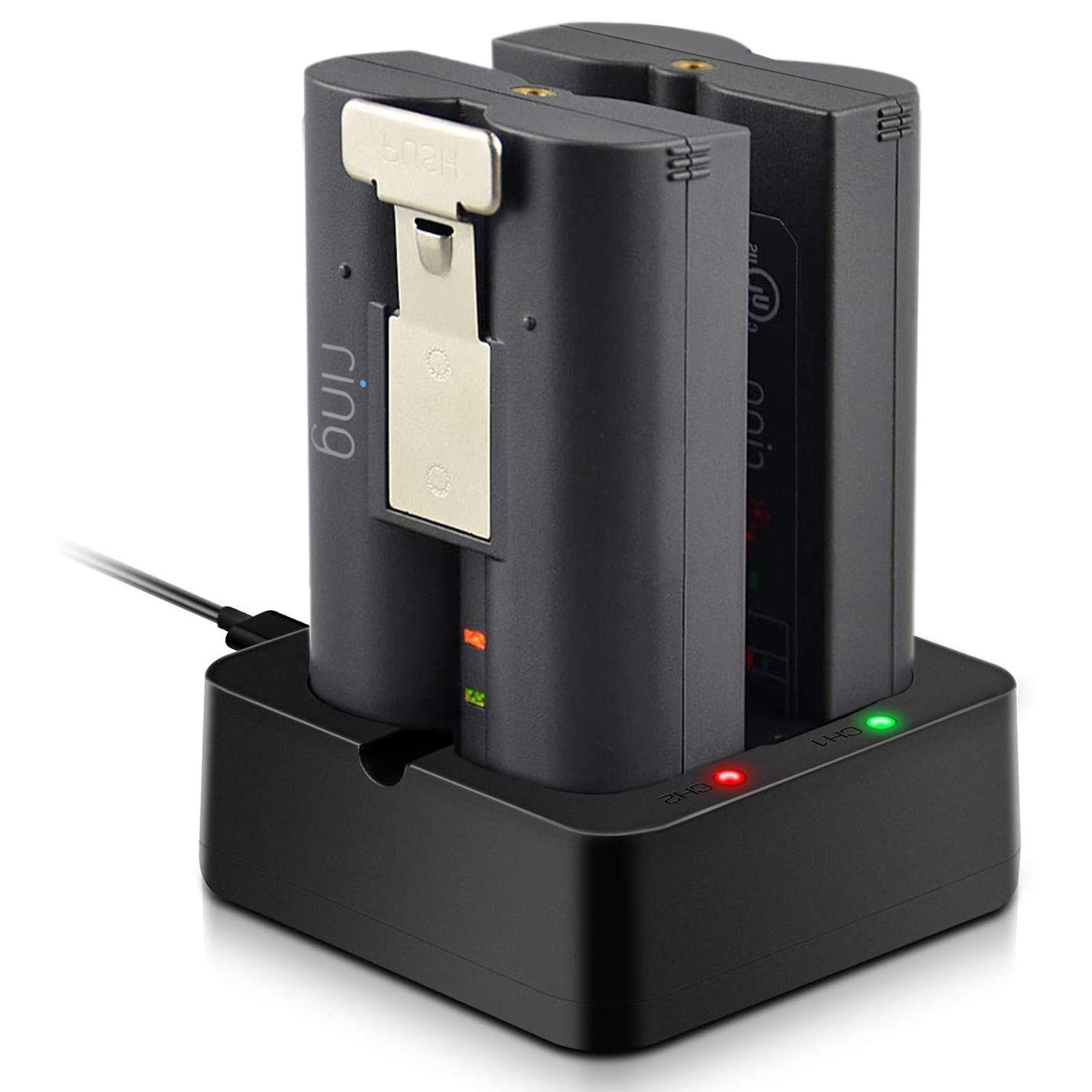 Bisnuy Dual Ring Battery Charger Station - Fast Charging Dock for Ring Spotlight Cam Battery, Ring Video Doorbell 2 & Ring Stick Up Cam Battery (Batteries Not Included) | Perfect for Home Security & Outdoor Surveillance Systems
