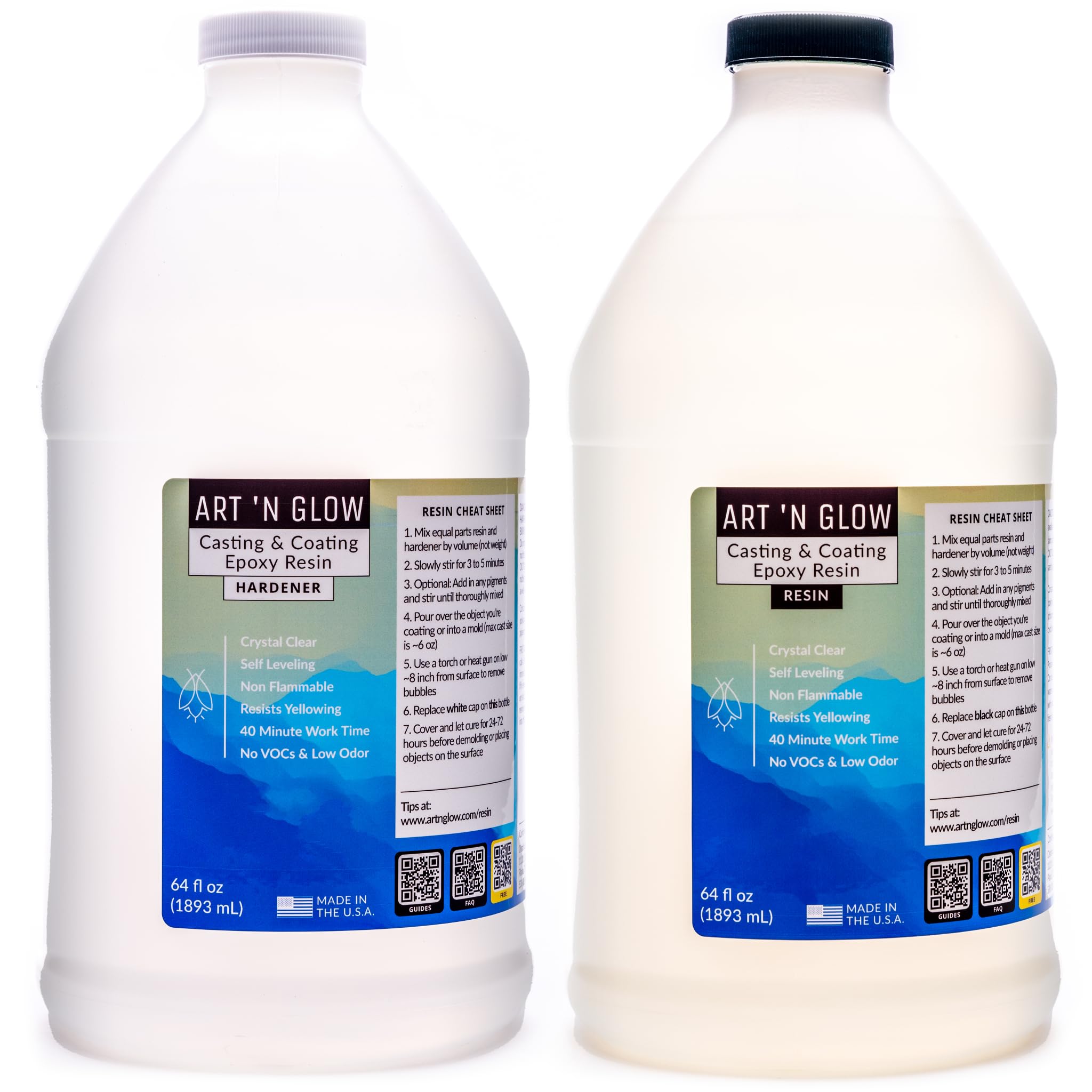 Premium Epoxy Resin Kit for Crystal Clear Casting & Coating – 1 Gallon – UV Resistant, Non-Yellowing, Low Odor, Self-Leveling – Ideal for Art, Jewelry, Woodworking, Tumblers, Molds & DIY Crafts – Made in USA – Perfect for Home Decor, Resin Art Projects, and Professional Coatings