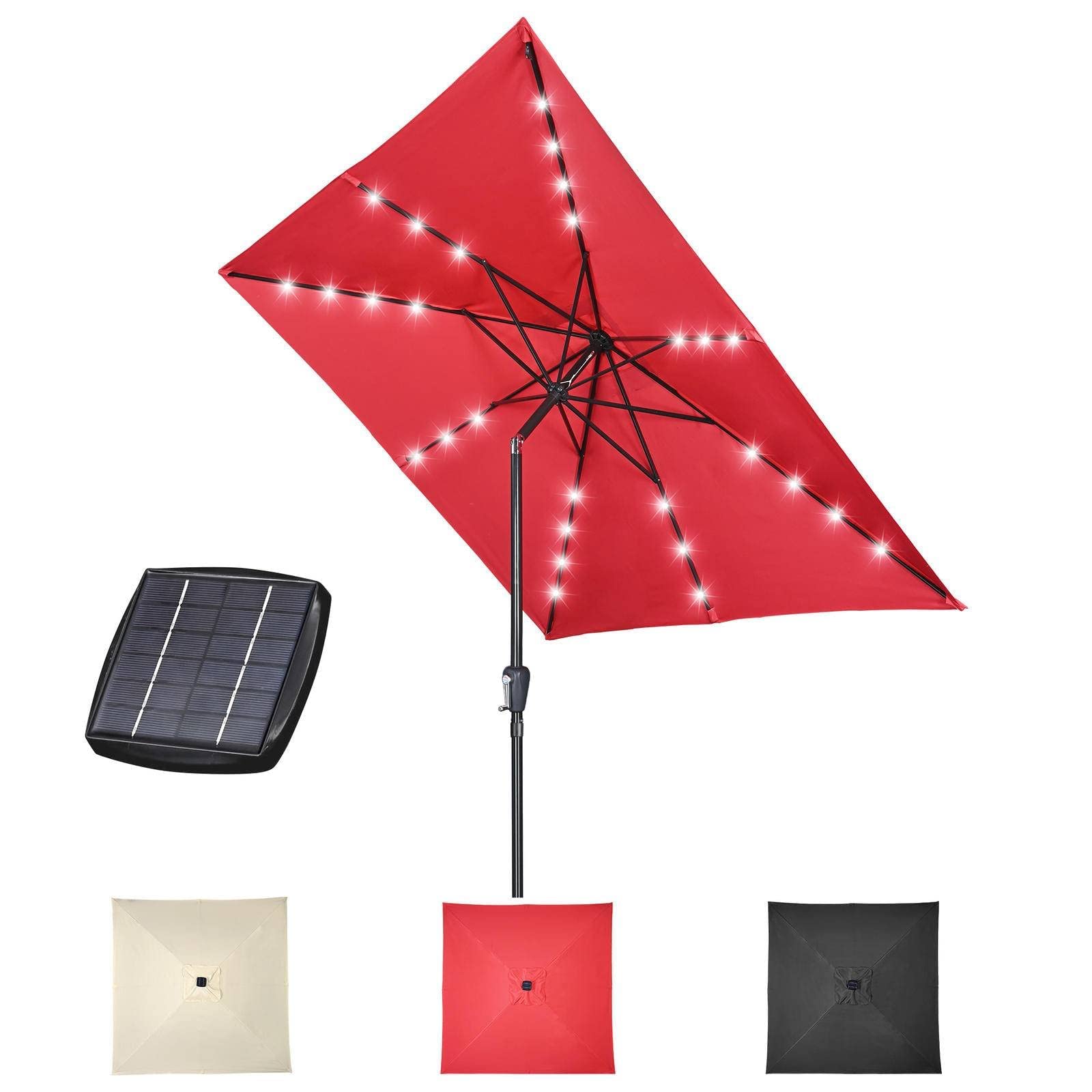 XULIANYI 9x9FT Heavy Duty Iron Patio Umbrella with Wind Vent - Red Outdoor Garden Sun Shade for Poolside, Backyard, and Beach Use