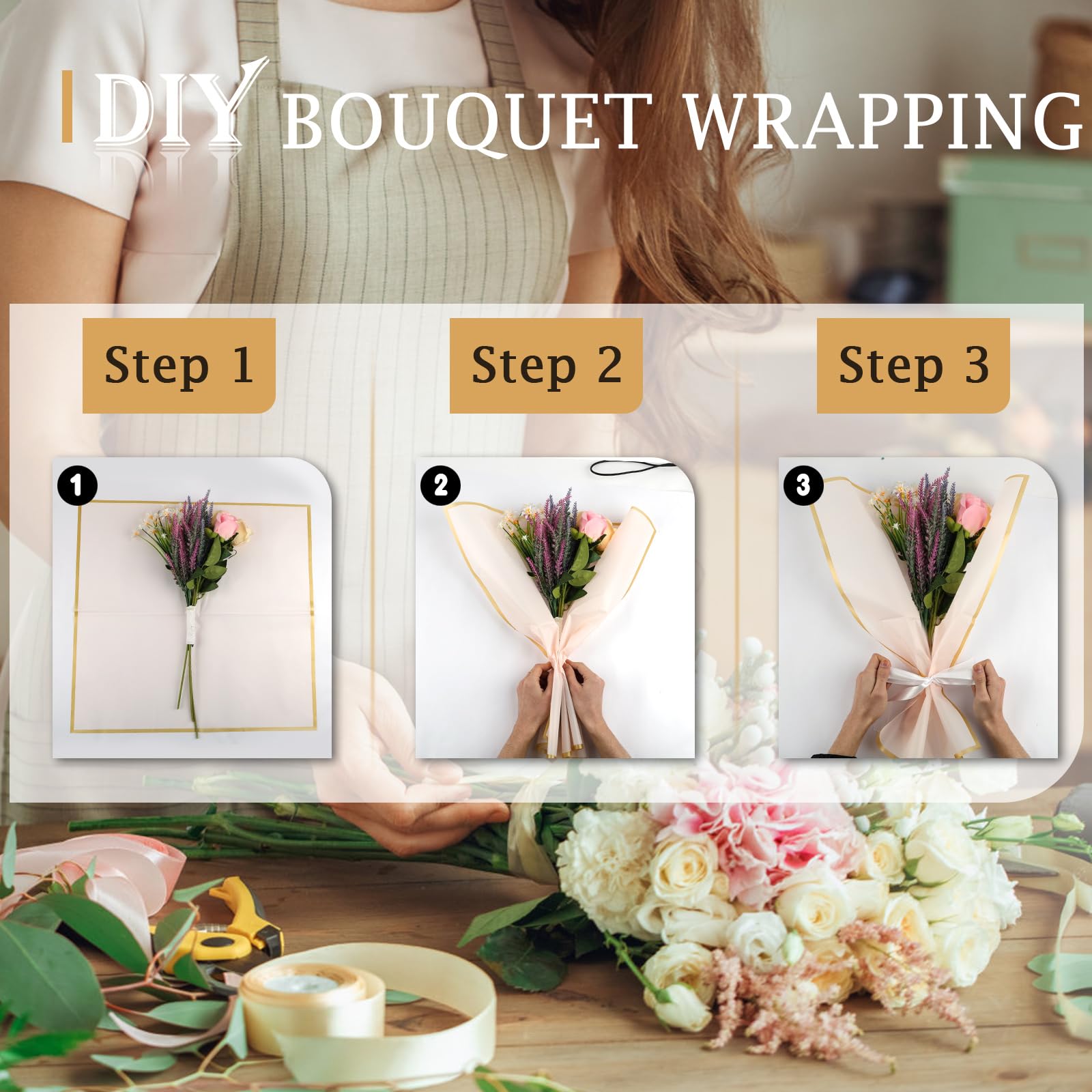 20 Sheets Waterproof Floral Wrapping Paper - Black Korean Style Bouquet Packaging for DIY Crafts, Wedding, Birthday Gifts | Perfect for Florist Supplies, Gift Wrapping & Party Decorations