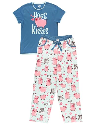 Blue Hogs & Kisses Pj Set