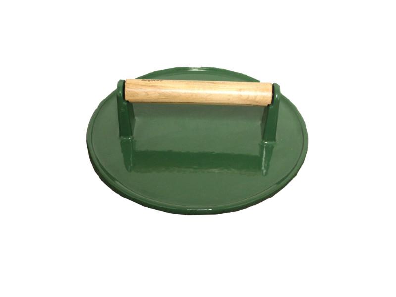 BergHOFF Neo Cast Iron Steak Press - 9 Inch Heavy Duty Grill Weight for Perfect Steaks, Burgers & Paninis | Heat-Resistant Green Kitchen Tool for BBQ, Grilling & Cooking