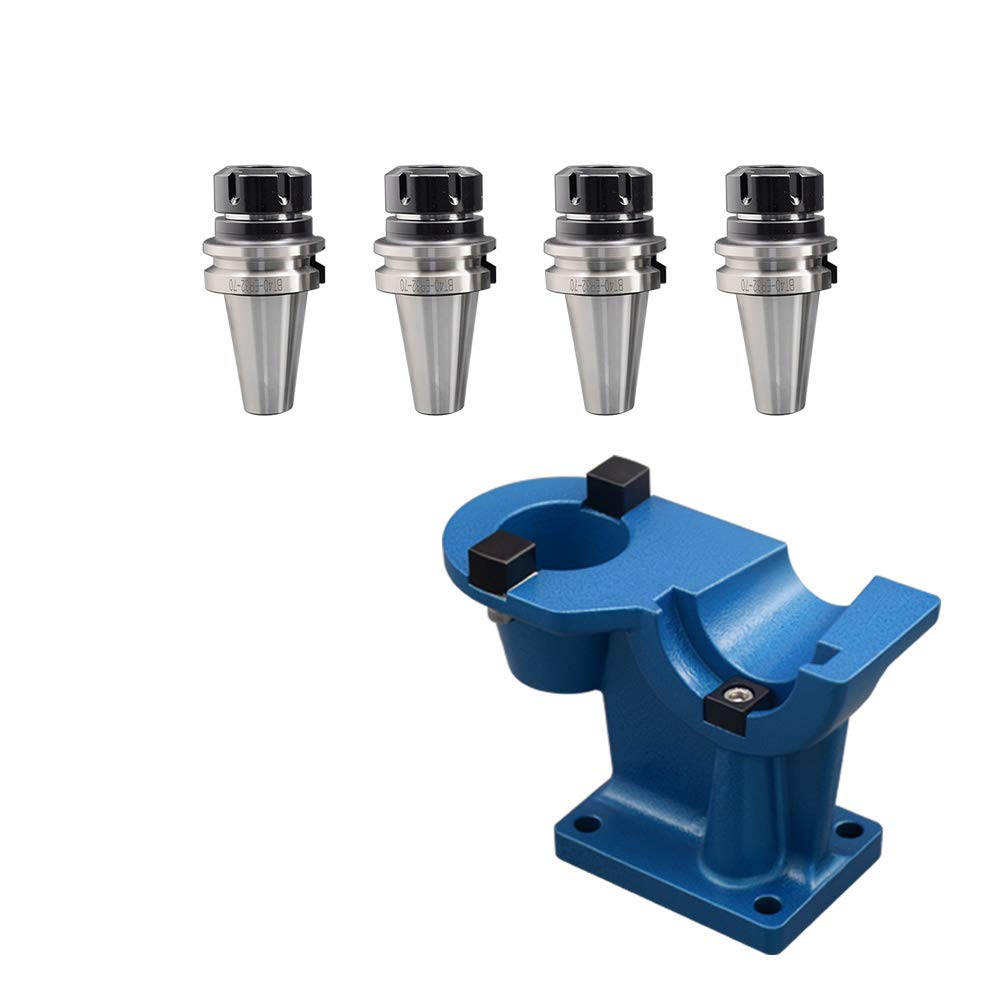 BT40 Benchtop Tightening Fixture Set with 4 Tool Holders, ER Nut & Retention Knob - CNC Milling Machine Accessories for Precision Workholding