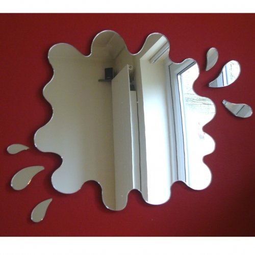 Puddle Mirror 40cm x 36cm with 6 Splash Mirrors - Modern Decorative Wall Mirror for Living Room, Bedroom & Entryway