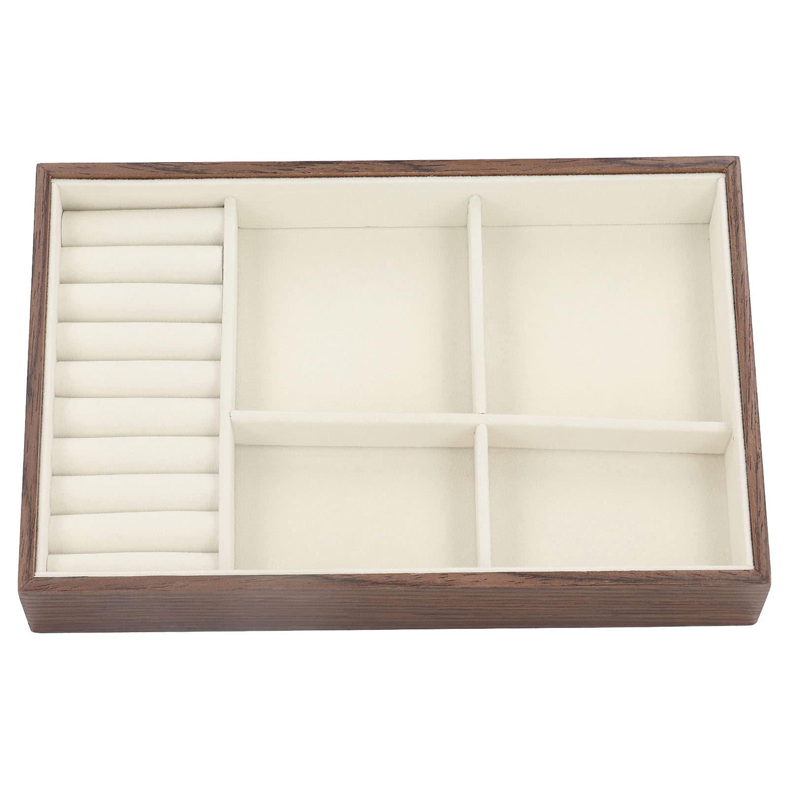 DERCLIVE Large Jewelry Organizer Box with Transparent Lid - Wooden Earring Necklace Storage Case for Women & Girls | Perfect for Travel, Home Vanity, and Gift Giving