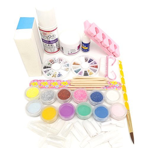 Professional Acrylic Nail Kit with Clear Powder & Glitter - Strong Nail Glue for Long-Lasting Manicures | Perfect for DIY Nail Art, Salon Use & Special Occasions
