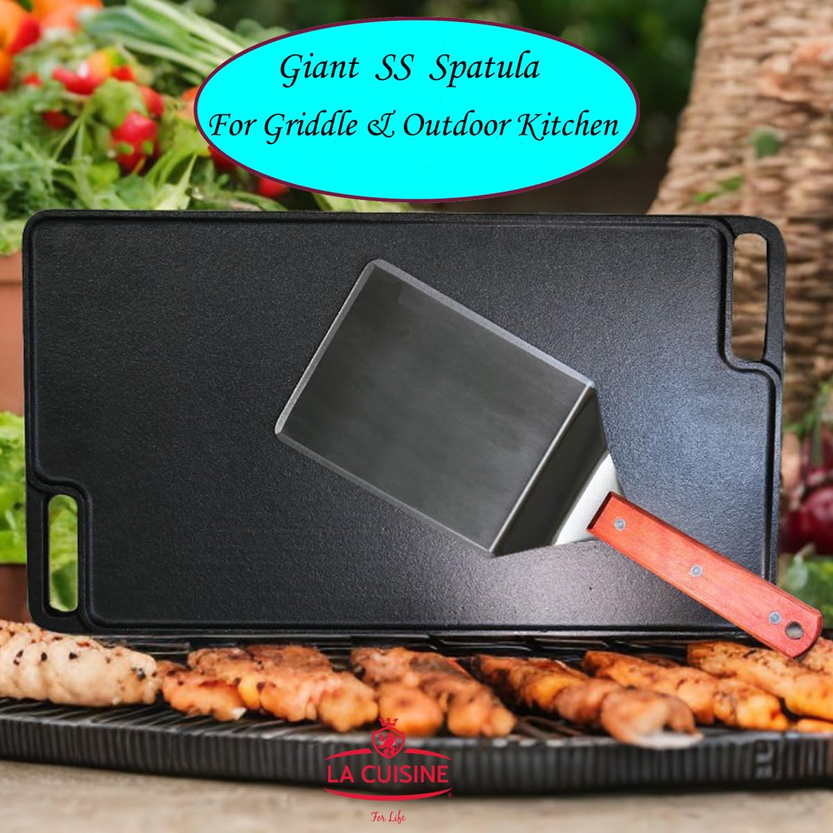 Extra-Wide Stainless Steel Spatula with Wooden Handle - 5x6
