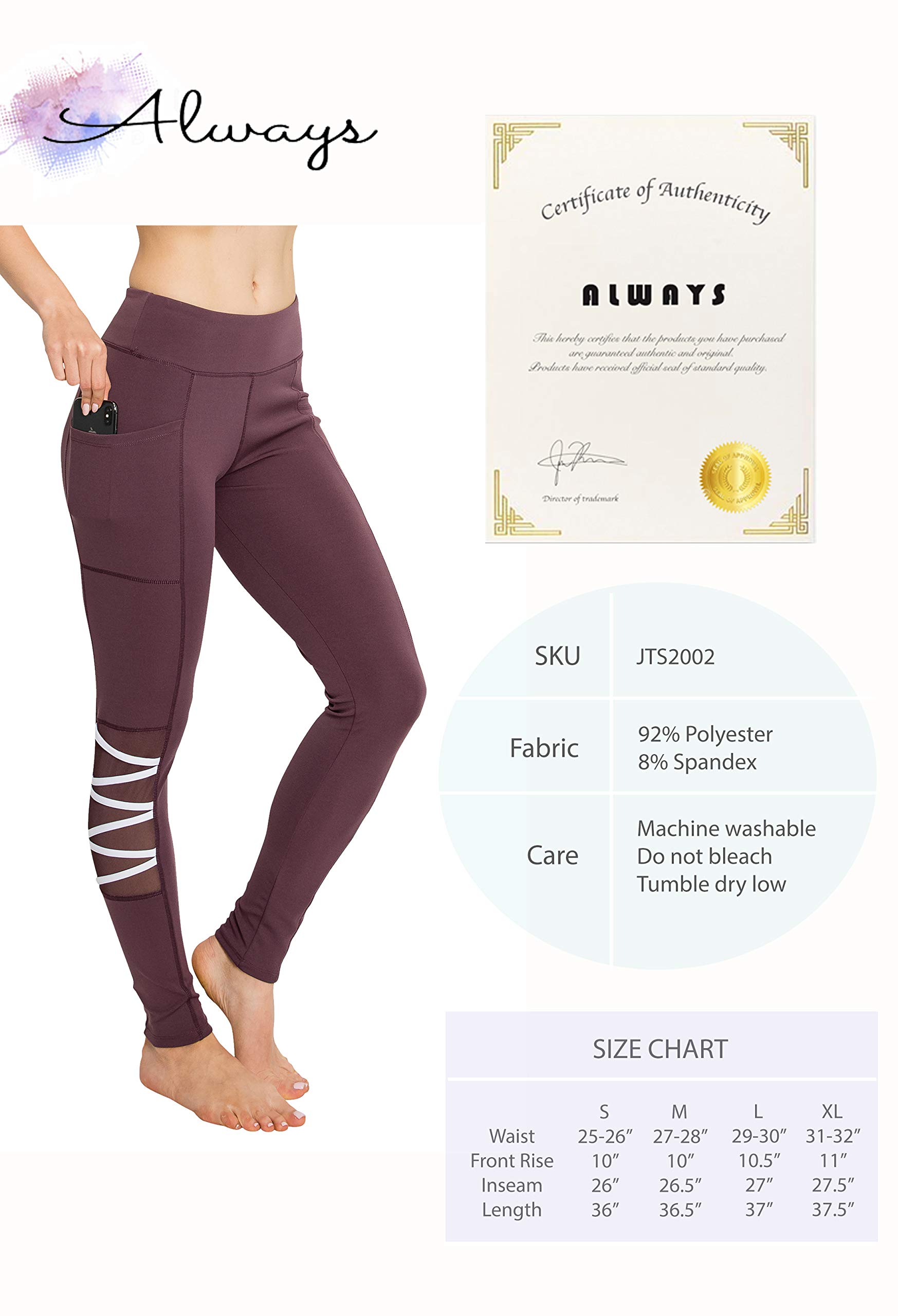 ALWAYS Women's High Waisted Yoga Pants with Mesh Panels - Stretchy Workout Leggings for Running, Gym & Activewear | Comfortable Fitness Pants for Yoga, Pilates & Lounge