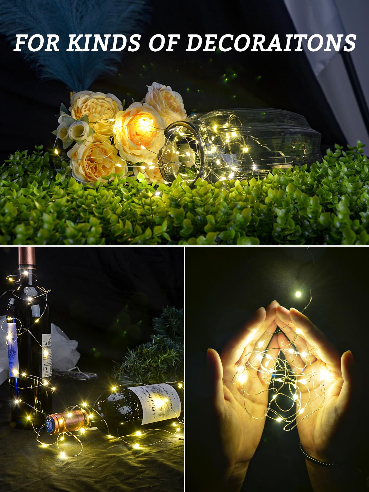 12-Pack 7.2ft Battery Operated Fairy Lights - 20 LED Mini White Waterproof String Lights for Wedding, Mason Jar, Centerpiece, Bedroom, Valentine's & Christmas Decor - Perfect for Indoor/Outdoor Party, Garden & Home Decoration