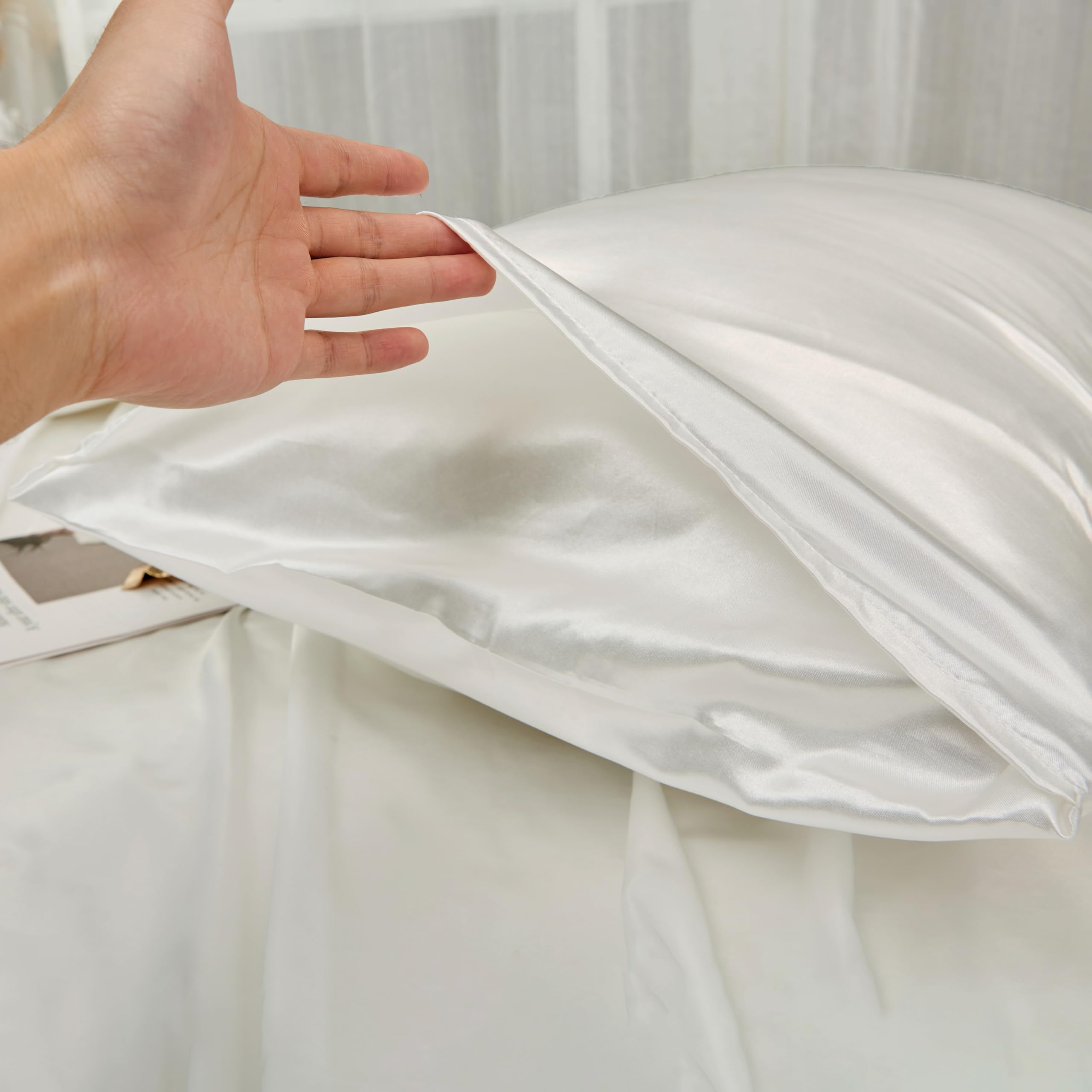 2 Pack Mini Pillow Cases 14x20 Inches - Breathable Silky Soft Satin Pillow Covers for Toddlers - Envelope Closure White Travel Size Pillowcases - Perfect for Nursery, Daycare & Travel Accessories