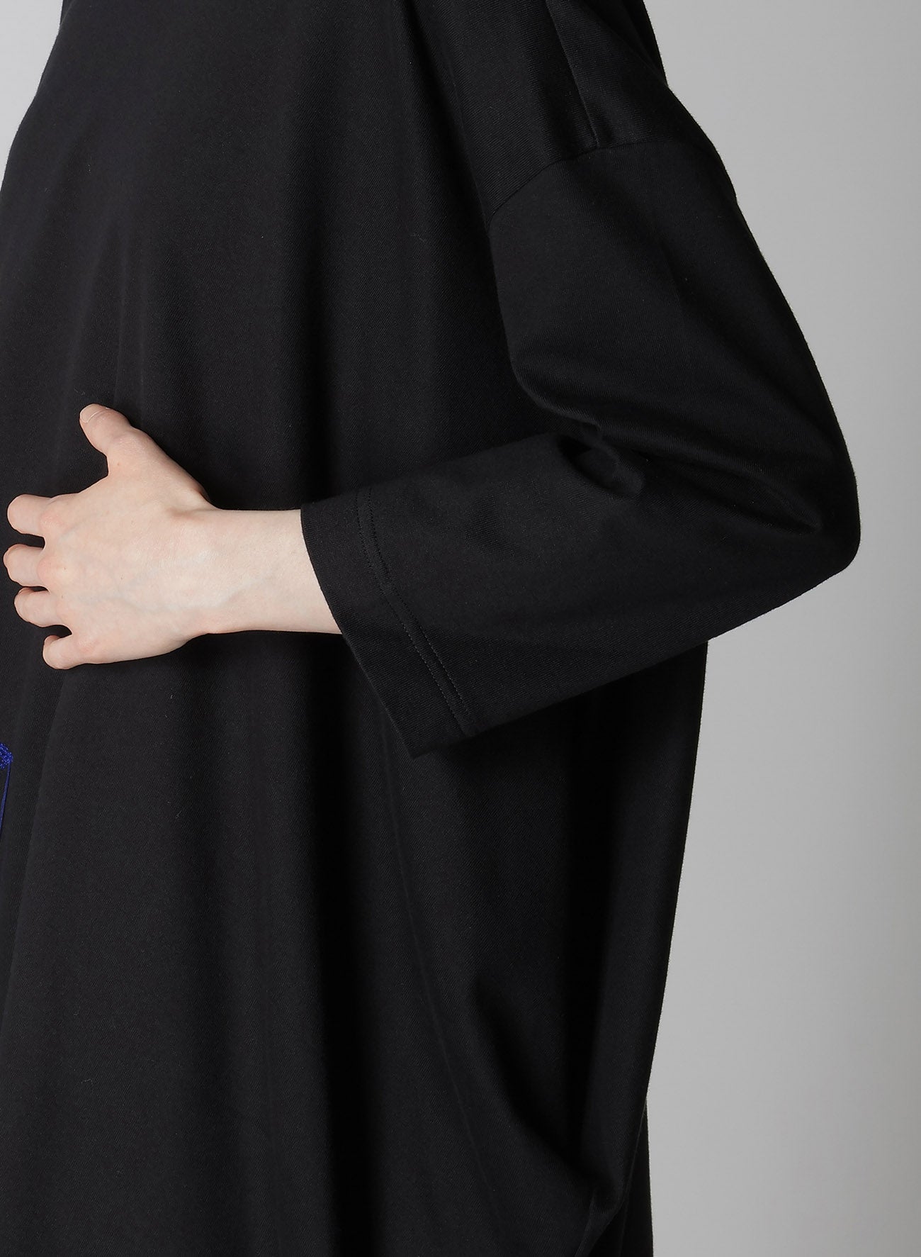 Y's Logo Stitch Asymmetric Drape Cotton Jersey T-Shirt - Casual Wear for Women, Street Style Fashion, Everyday Comfort