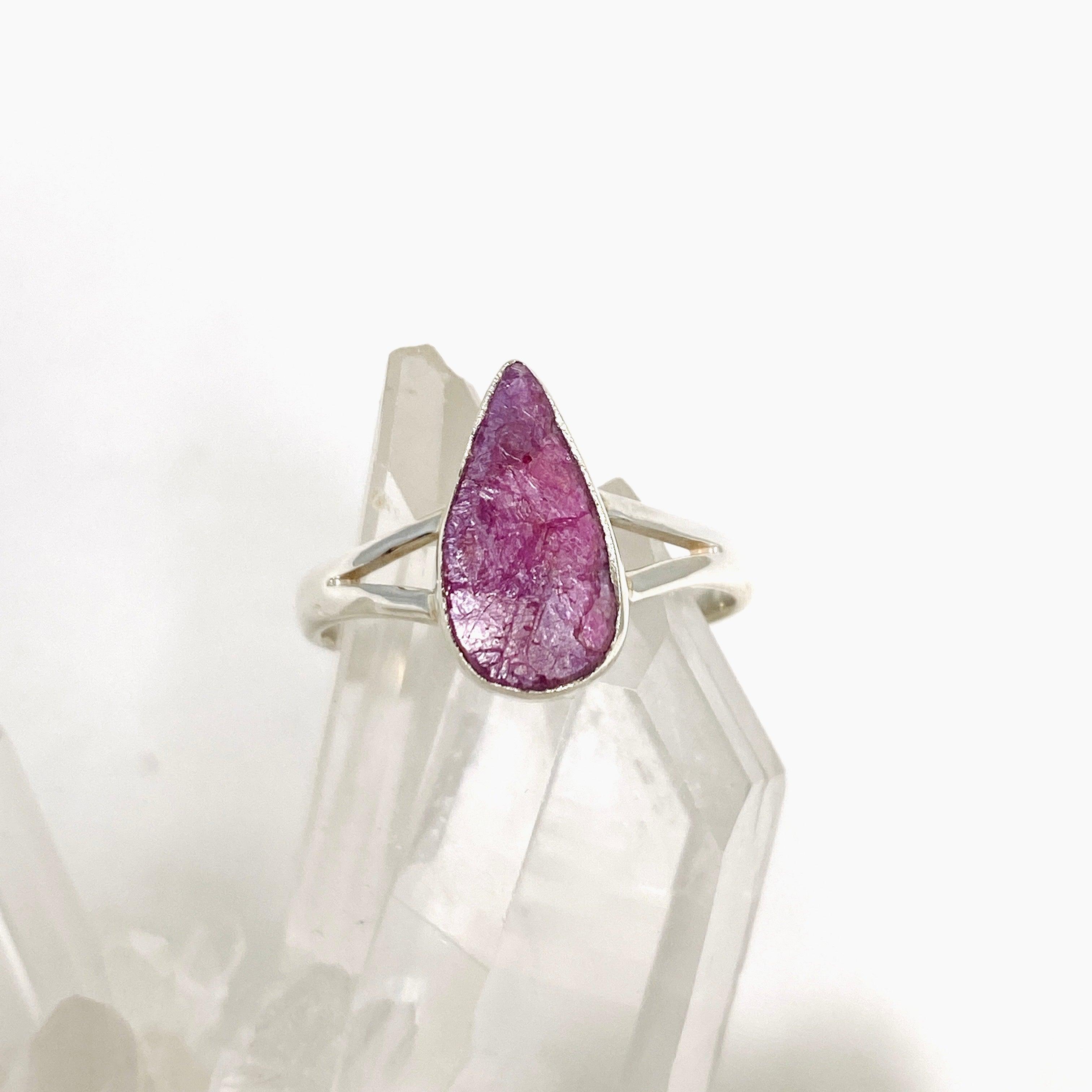 Natural Raw Ruby Teardrop Ring - 925 Sterling Silver Handmade Jewelry R3935 for Women, Gift for Her, Valentine's Day, Anniversary, Birthday, Party Wear, Boho Chic Style
