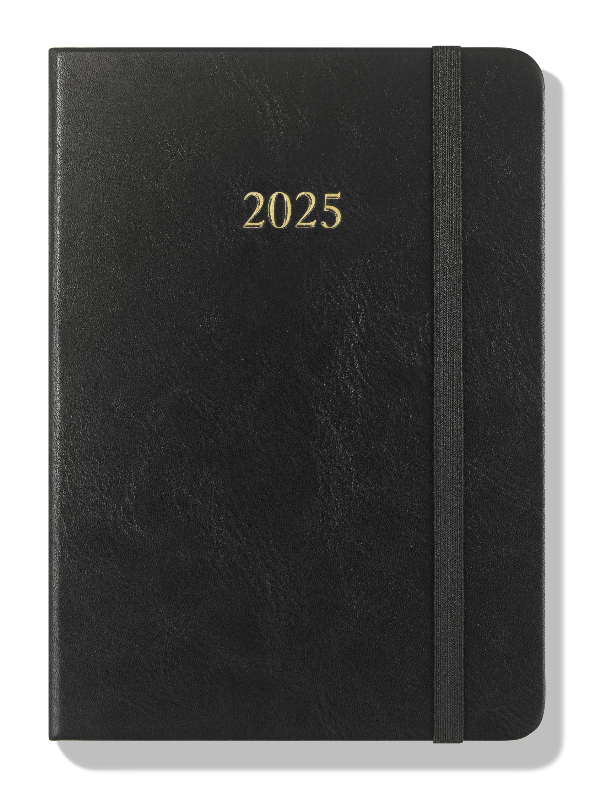 Wykeham's Executive 2025 Daily Planner & Journal - Premium Leather Cover, 4.5×3.5 Inch Compact Size, Perfect for Business Professionals, Students & Productivity Tracking (Black) - Ideal for Office, School & Travel Organization