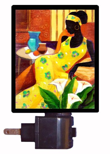 Ethnic Night Light - Woman with Blue Vase Cultural LED Night Lamp for Bedroom, Nursery, Living Room Decor | Handmade Home Decor Gift