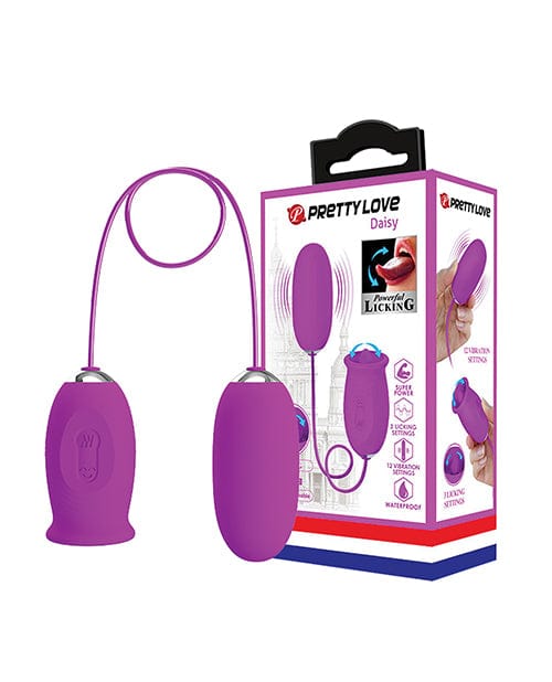 Pretty Love Daisy Silicone Licker & Vibrating Egg - Pink Adult Intimate Toy for Couples, Sensual Massage & Foreplay Enhancement - Waterproof, Rechargeable, Quiet Personal Pleasure Device for Women & Men
