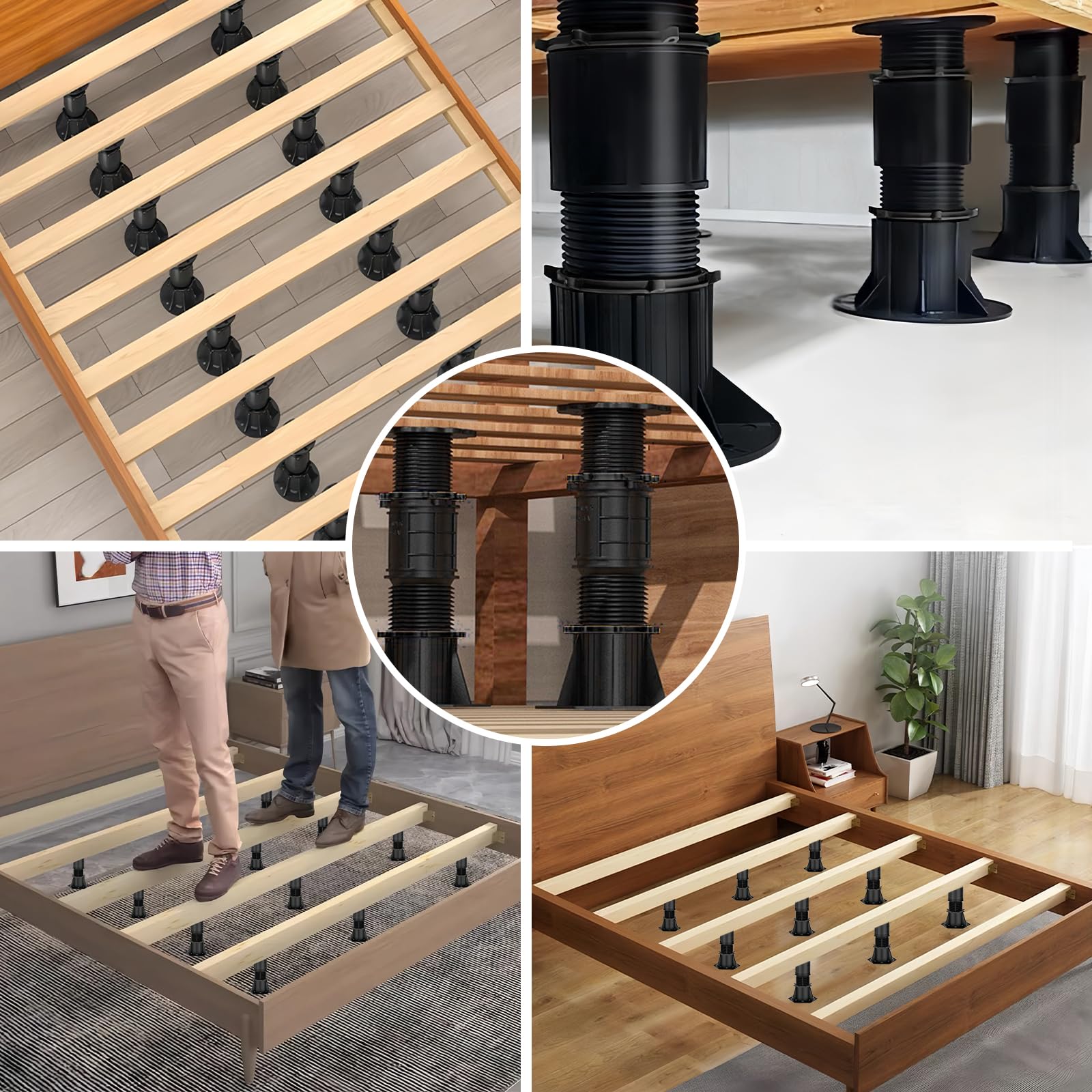 2 Pcs Adjustable Bed Support Legs for Bed Frame - Heavy Duty Center Support Legs for Bed Slats, 8.5