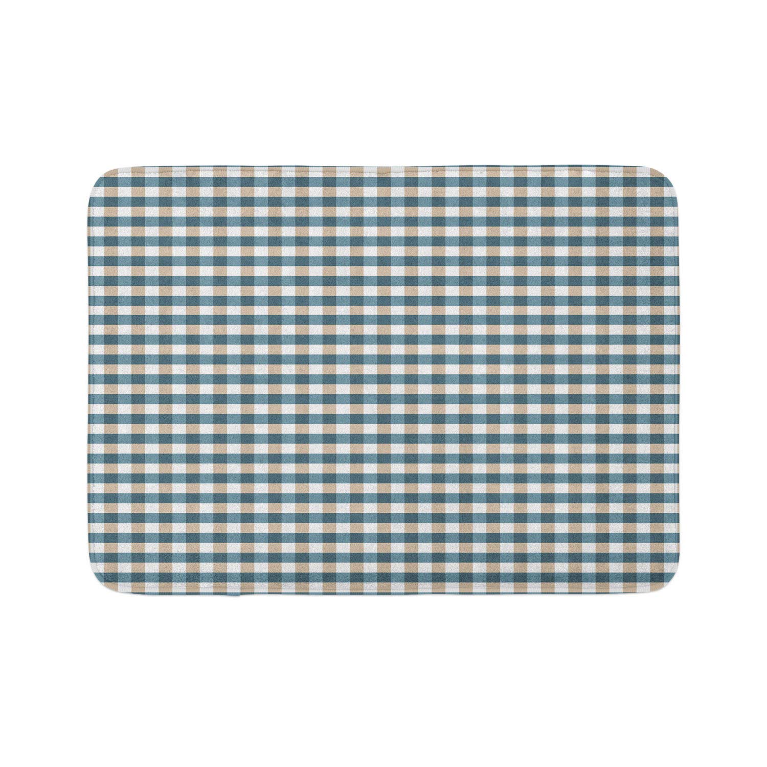 Ambesonne Non-Slip Checkered Bath Mat - Classic Monochrome Gingham Design, Plush & Absorbent, 30