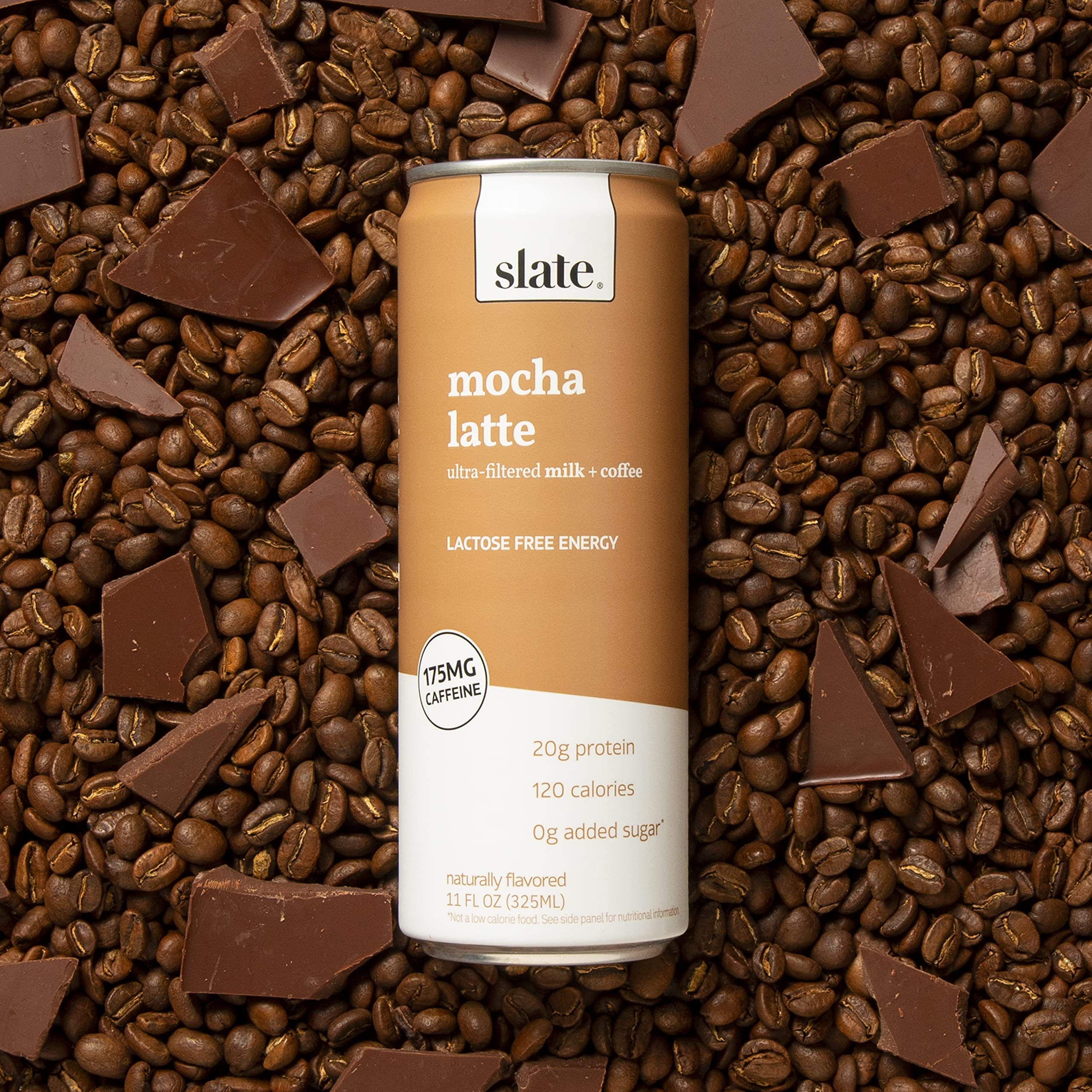 Slate Milk High Protein Shake - Mocha Latte Flavor, 20g Protein, Zero Added Sugar, 175mg Caffeine, Lactose Free, Keto Friendly, All Natural (11 oz, 48-Pack) | Perfect for Post-Workout Recovery, Breakfast On-The-Go & Healthy Snacking