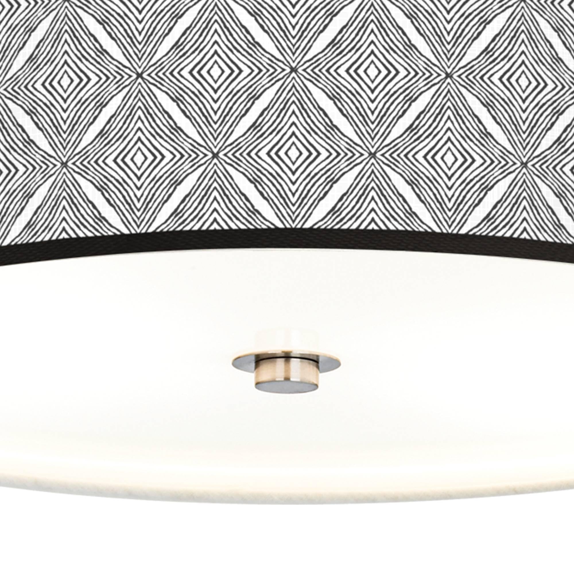 Moroccan Diamonds II Energy Efficient LED Ceiling Light with Printed Fabric Shade - Modern Lighting for Living Room, Bedroom & Dining Area