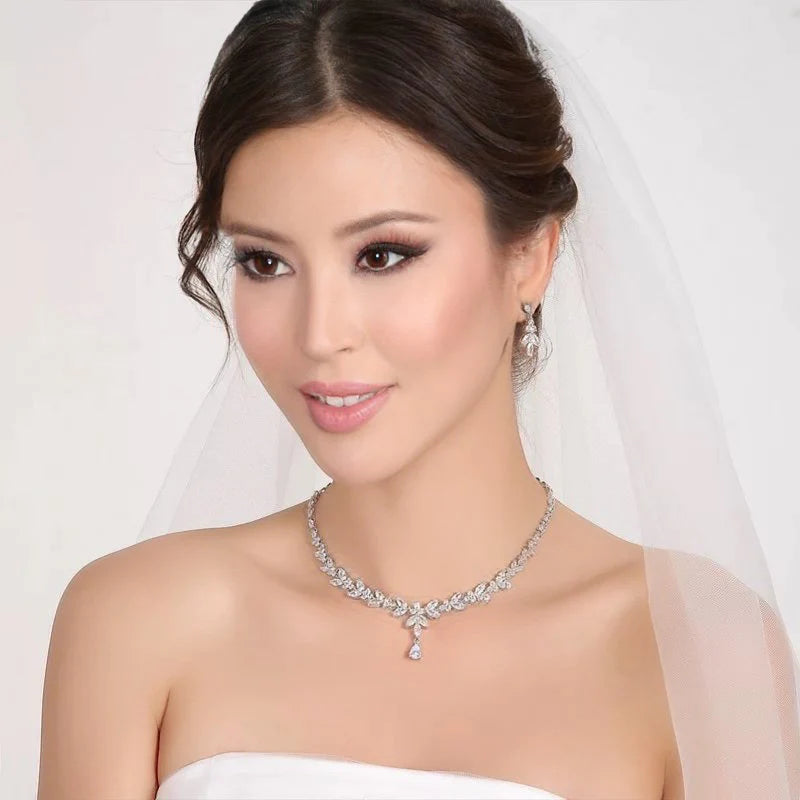 Elegant Gold Crystal Necklace and Earring Set for Women - Perfect Bridal Jewelry Gift for Weddings, Anniversaries & Special Occasions | 925 Sterling Silver Hypoallergenic