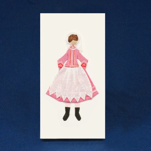 Handmade Cloth Figure Greeting Card - Unique Rzeszow-Inspired Female Design - Perfect for Birthdays, Anniversaries & Special Occasions