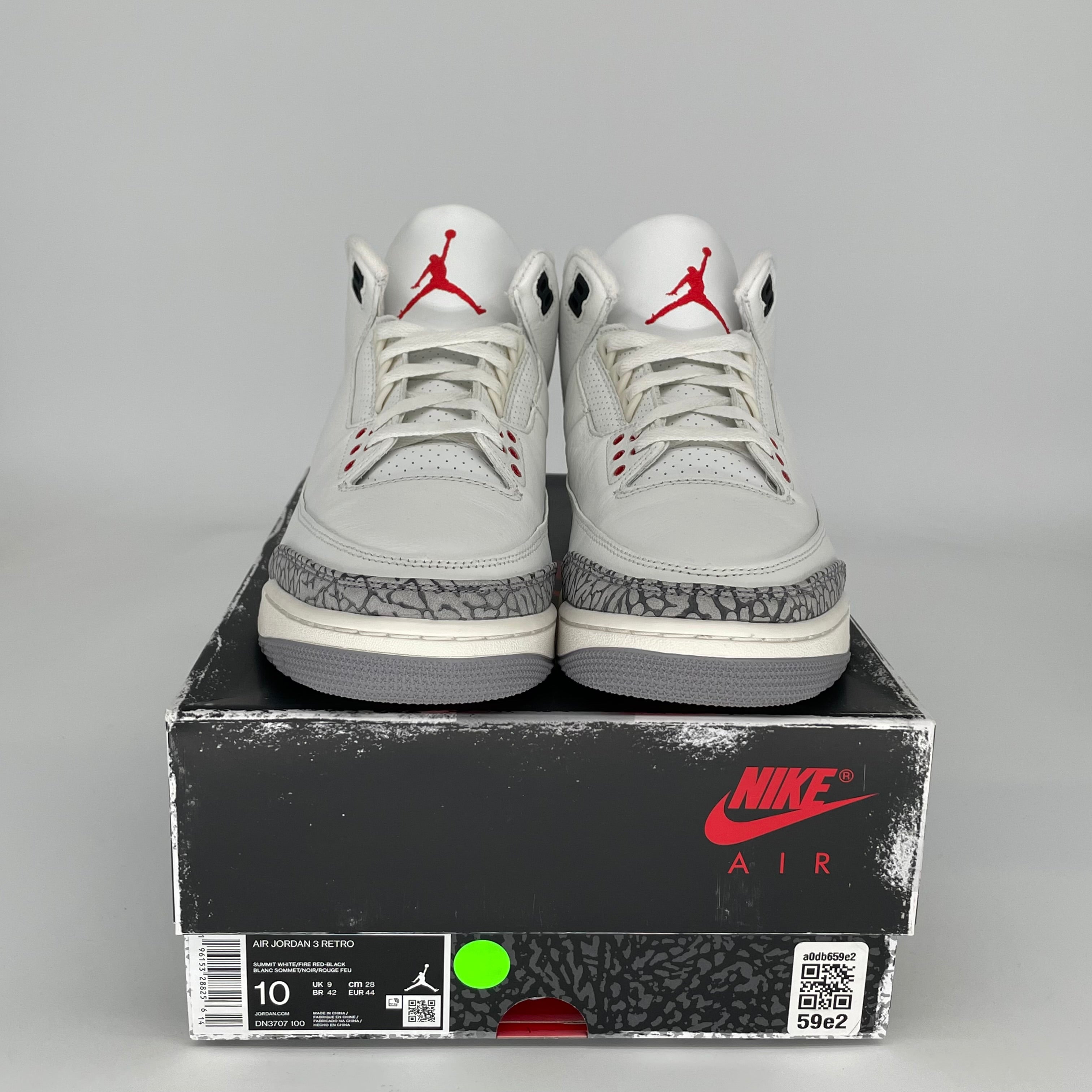 Original Air Jordan 3 White Cement Reimagined Retro Sneakers - Men's Size 10 (DN3707-100) - Authentic Basketball Shoes for Casual Wear & Street Style