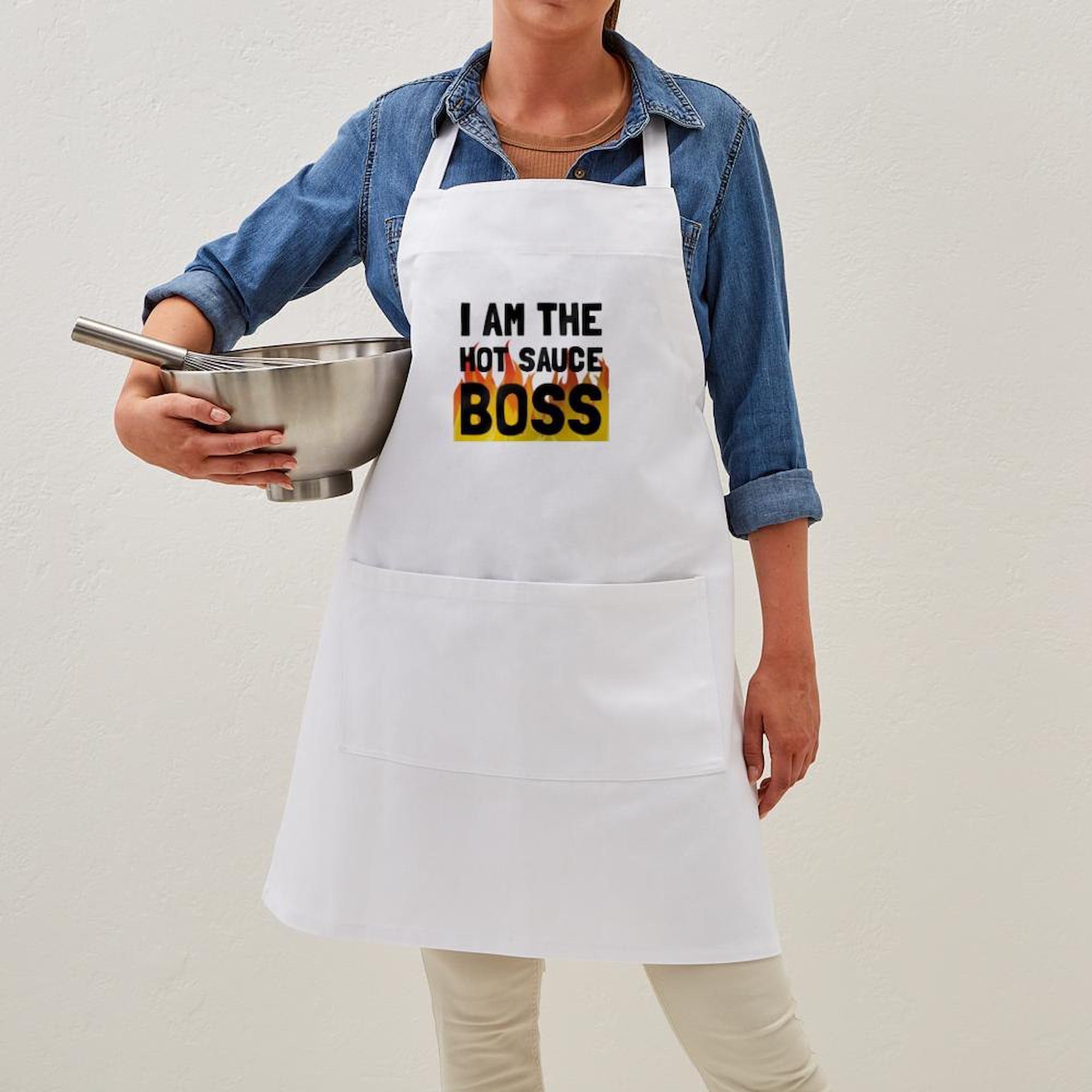 Hot Sauce Boss Kitchen Apron with Pockets - BBQ Grilling & Baking Apron for Cooking, Hosting & Outdoor Parties - Adjustable & Durable Chef Apron for Men & Women