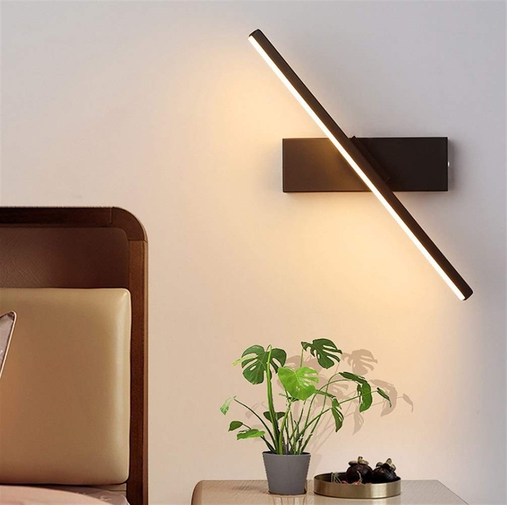 Creative 30cm 330° Rotating Wall Light - Modern Minimalist Bedroom & Cafe Lighting (Black) for Stairs & Makeup Areas